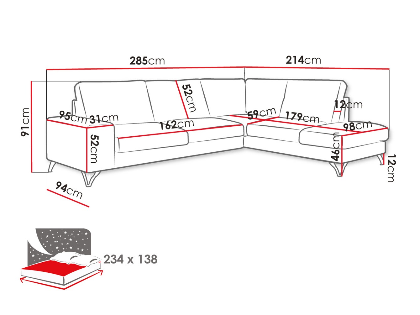 Kulmasohva ComfiDream 112 (Verita 53)