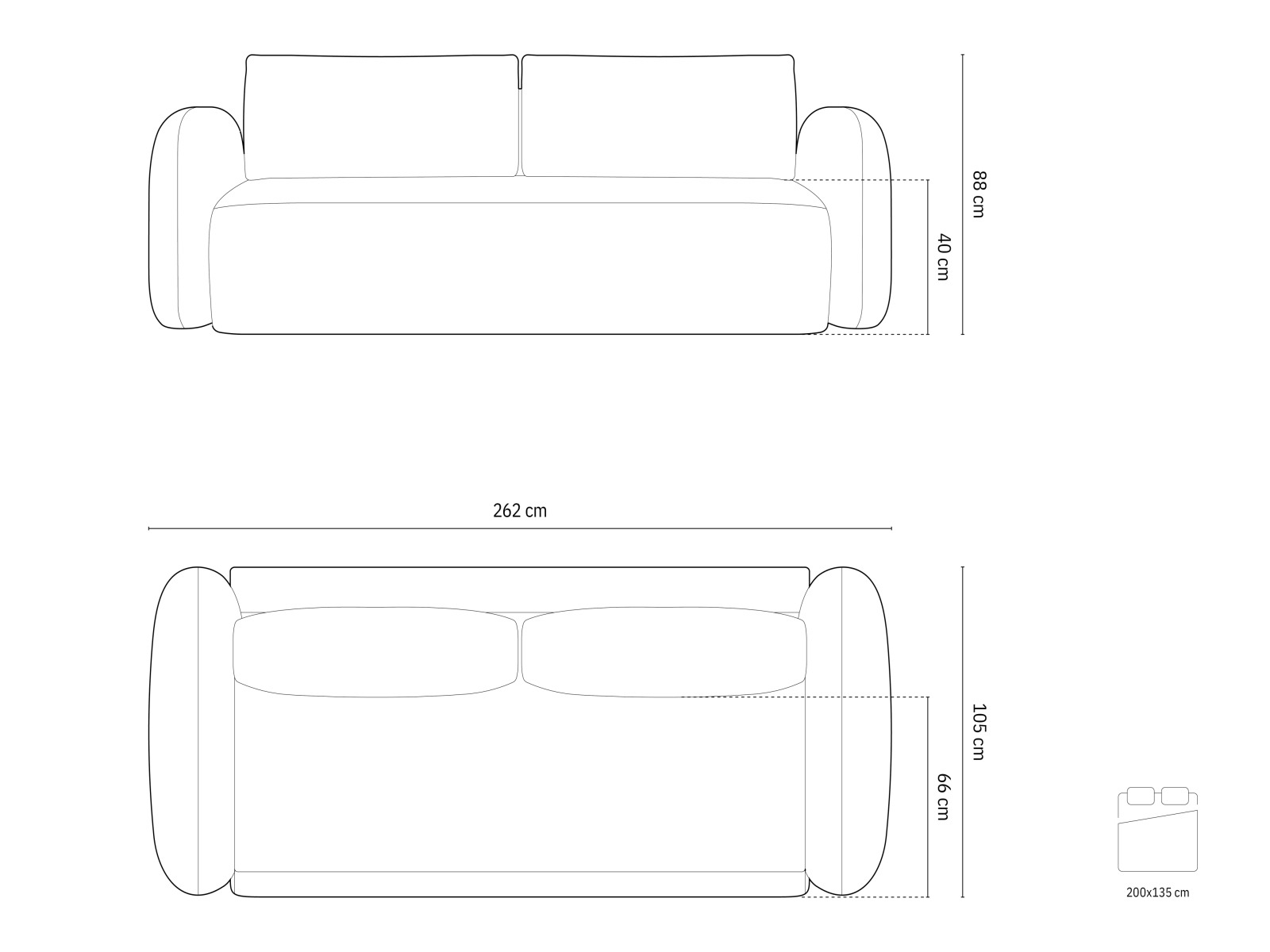 Vuodesohva Franklin 206 (Magic Velvet 2240)