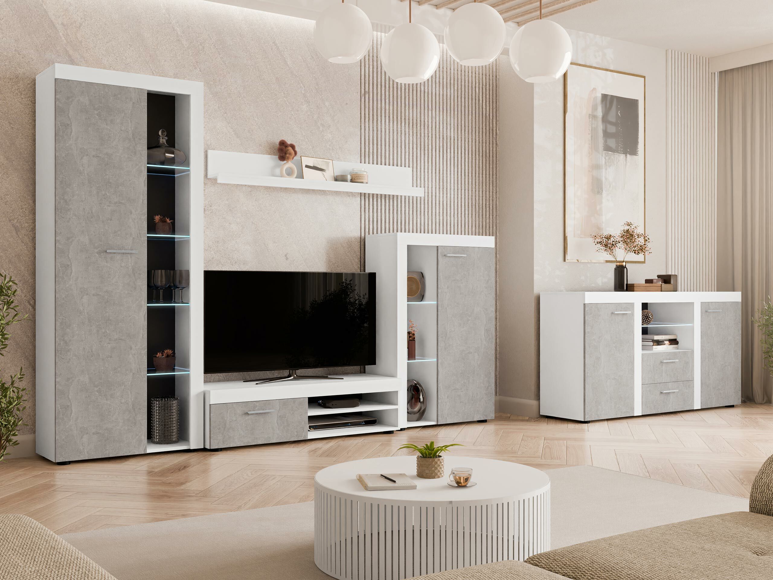 Lipasto Tucson 104 (Valkoinen + Betoni)