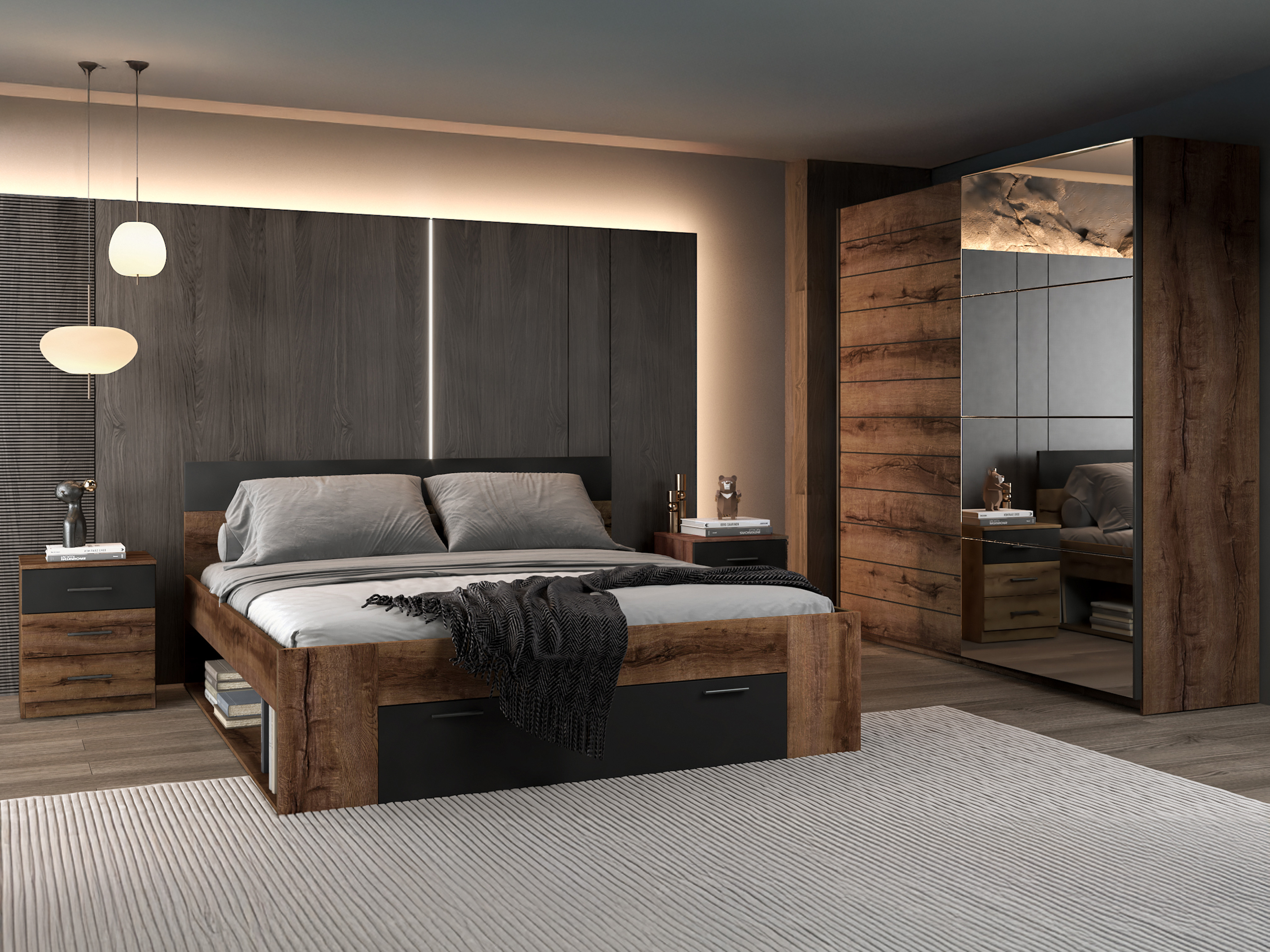 Yöpöytä Melvele 100 (Monastery-tammi + Musta)