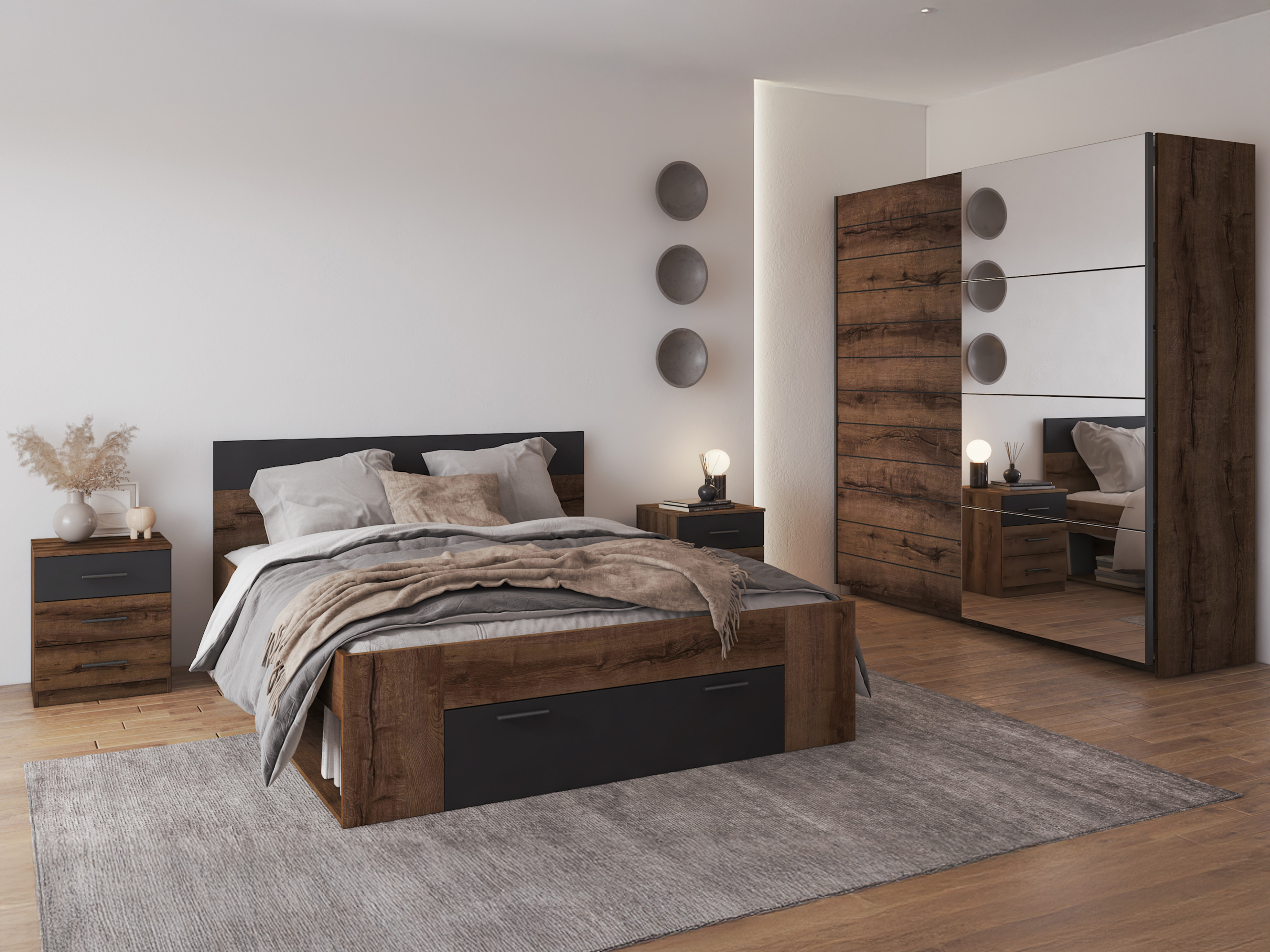 Yöpöytä Melvele 100 (Monastery-tammi + Musta)