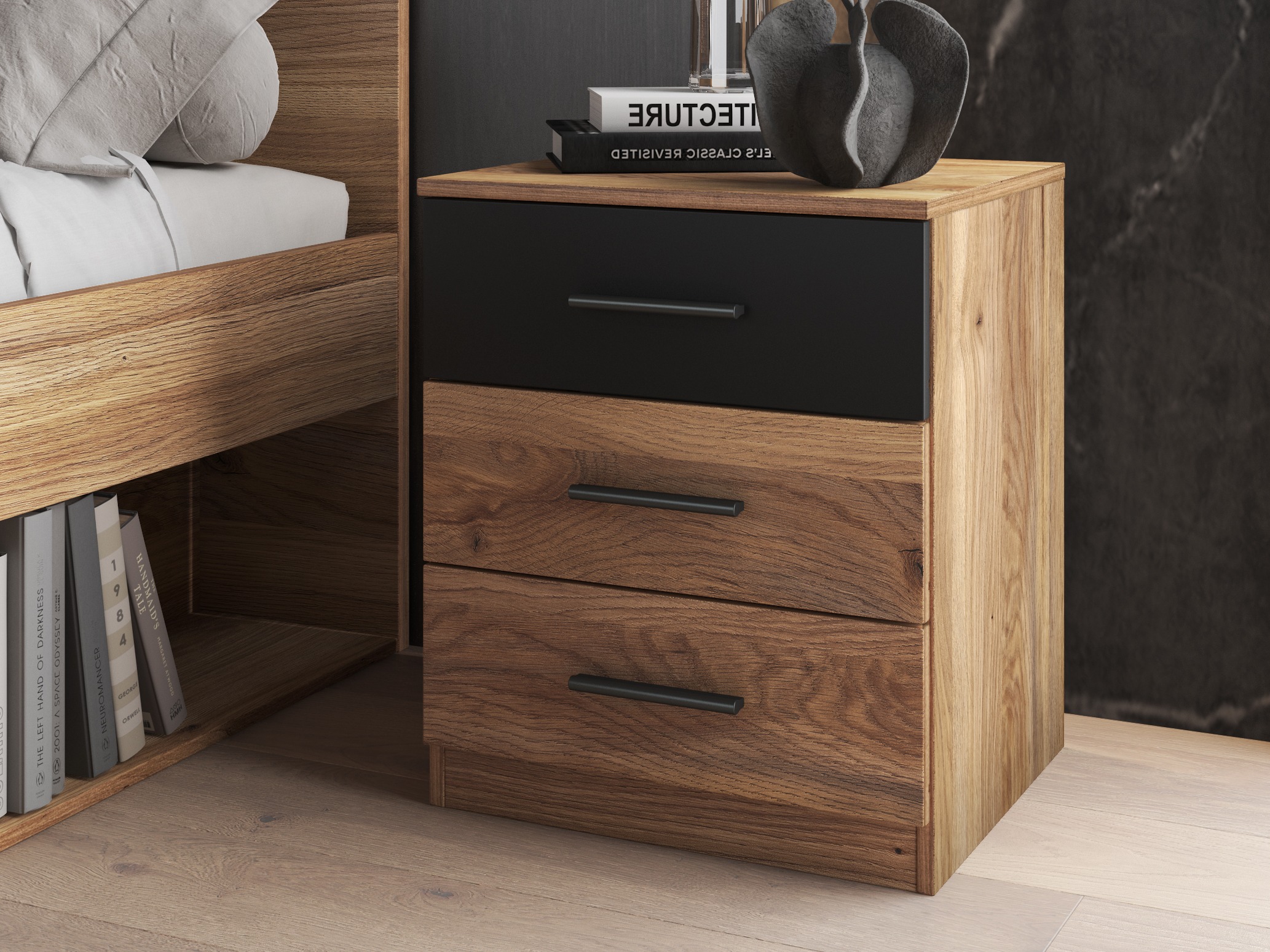 Yöpöytä Melvele 100 (Tammi + Musta)