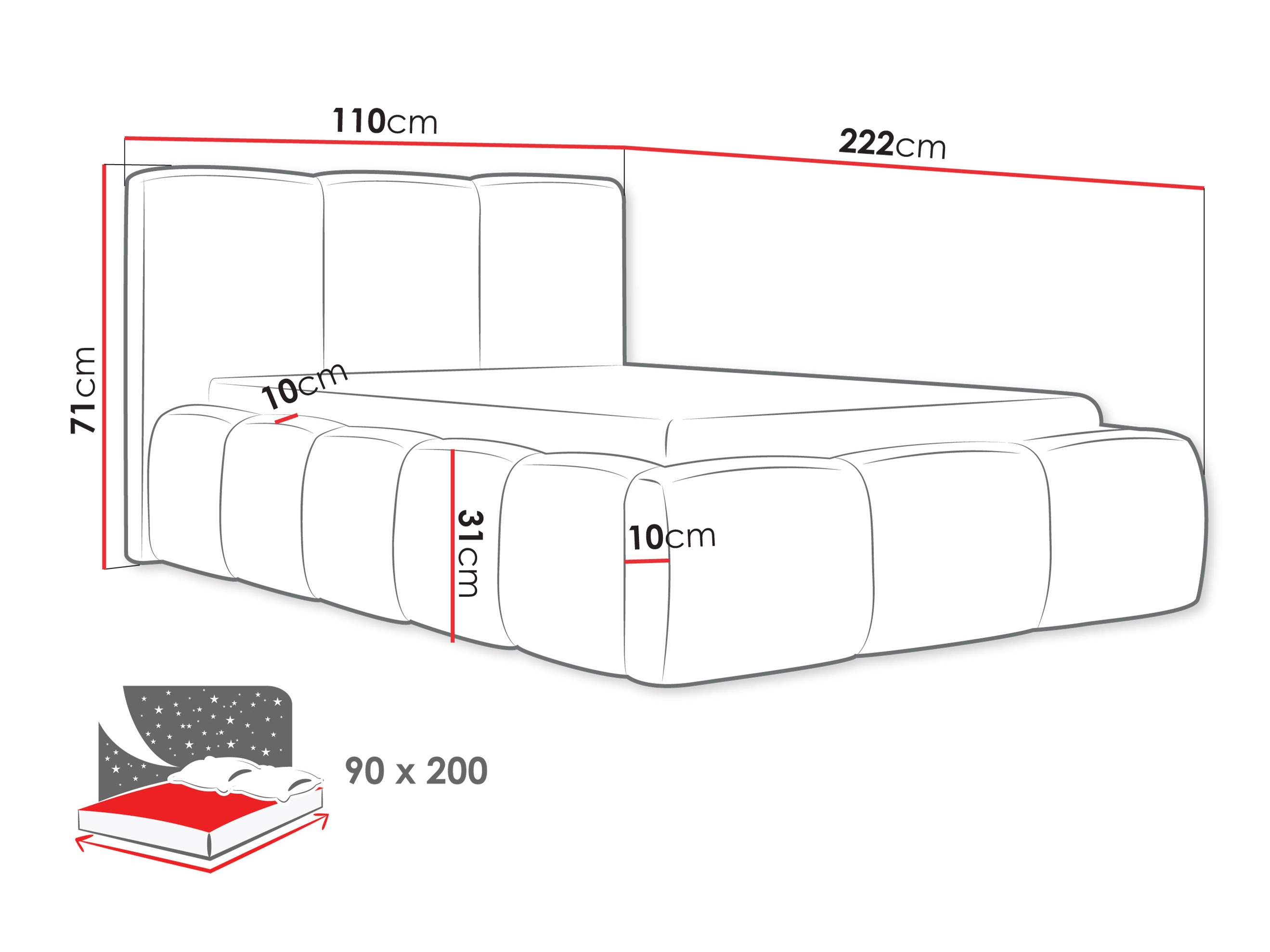 Sänky TrendyNest 118 (Kronos 09)