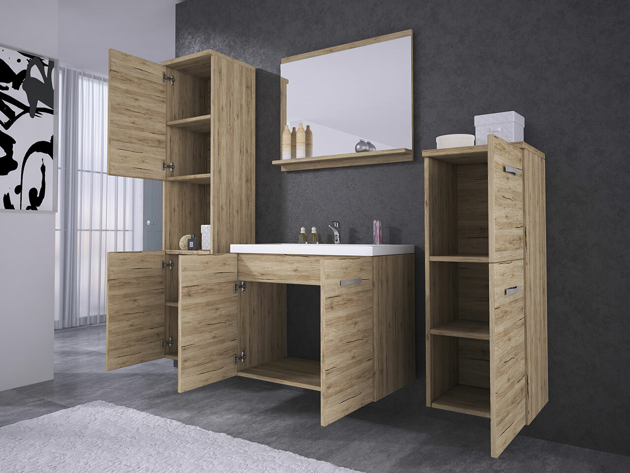 Kylpyhuonesetti Sarasota 108 (Lefkas tammi)