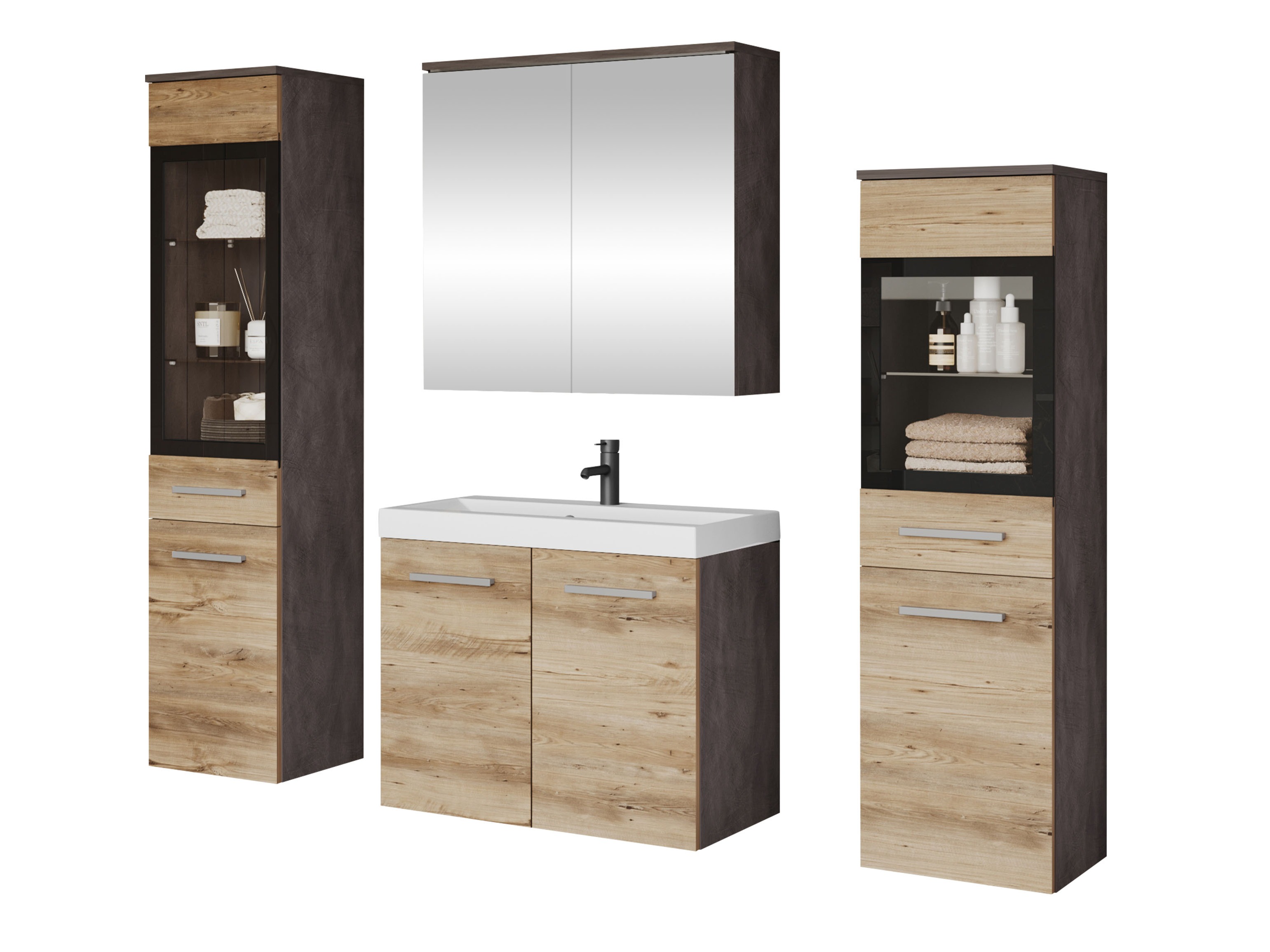 Kylpyhuonesetti Sarasota 140 (Matera-harmaa + Kastanja)