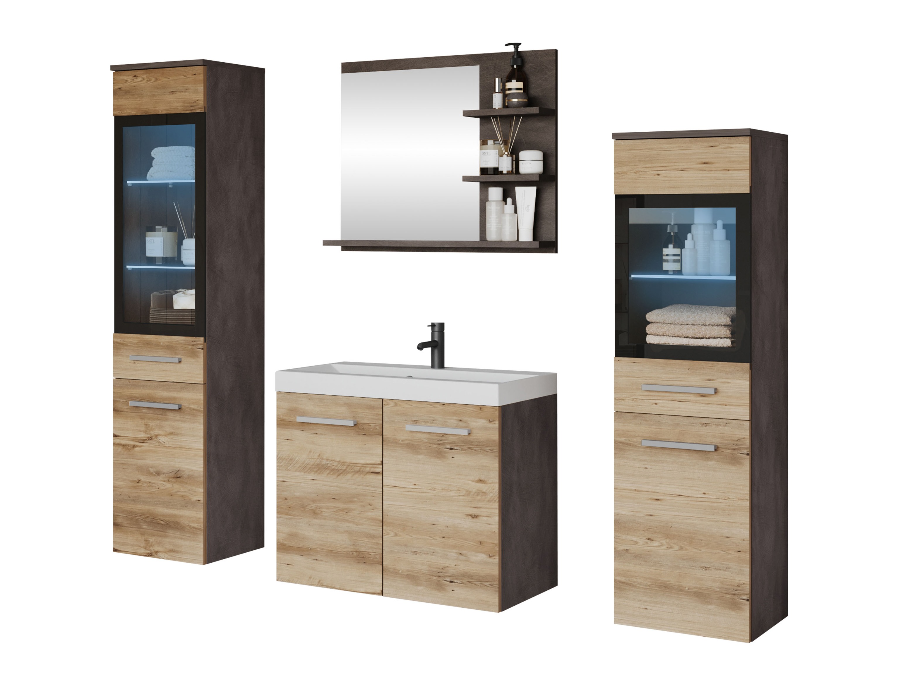 Kylpyhuonesetti Sarasota 141 (Matera-harmaa + Kastanja)