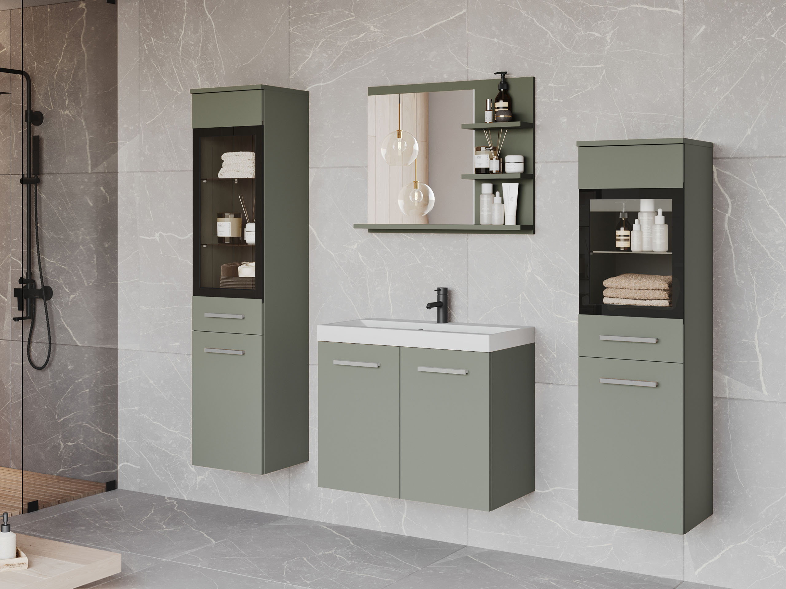 Kylpyhuonesetti Sarasota 141 (Pölyinen vihreä)