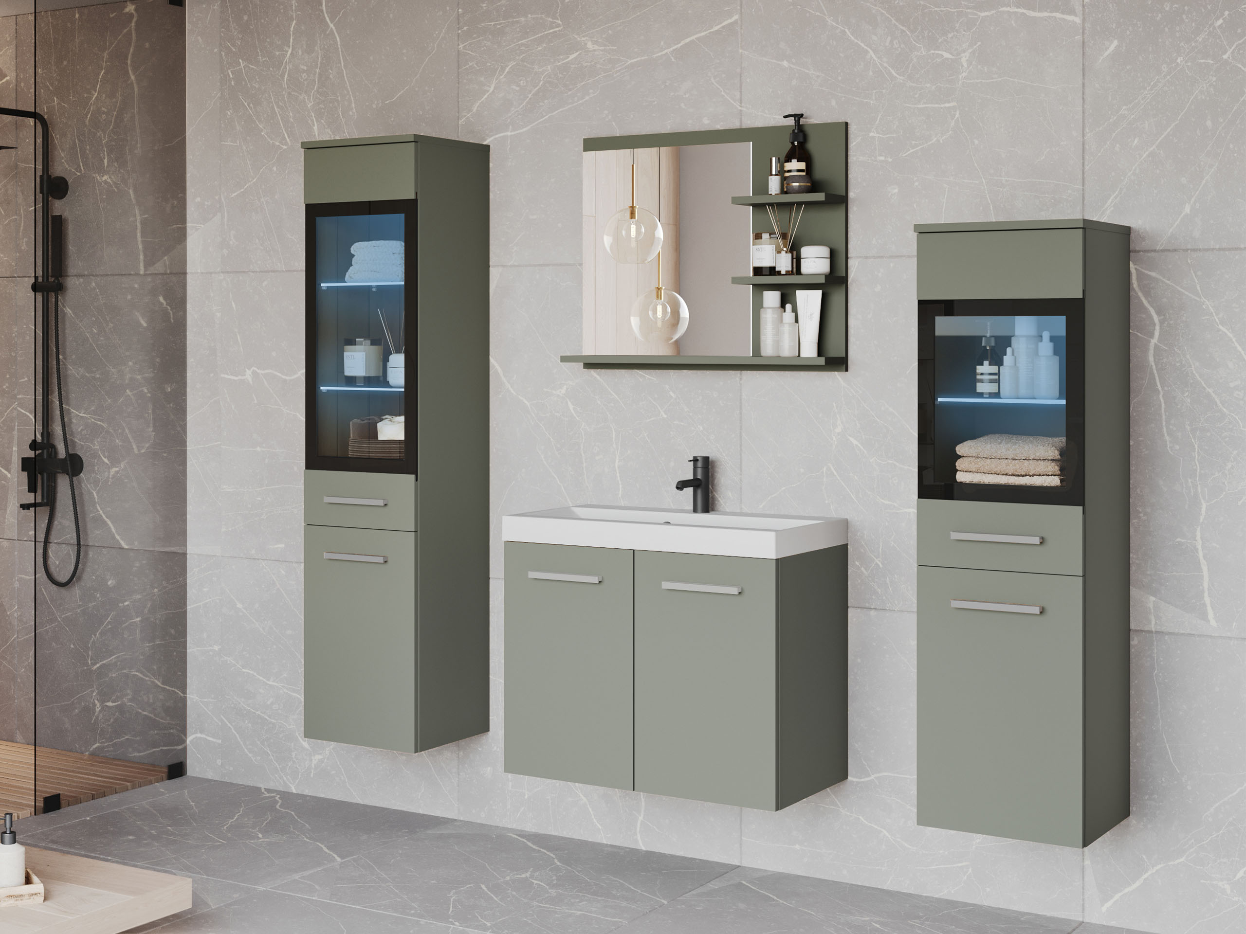 Kylpyhuonesetti Sarasota 141 (Pölyinen vihreä)