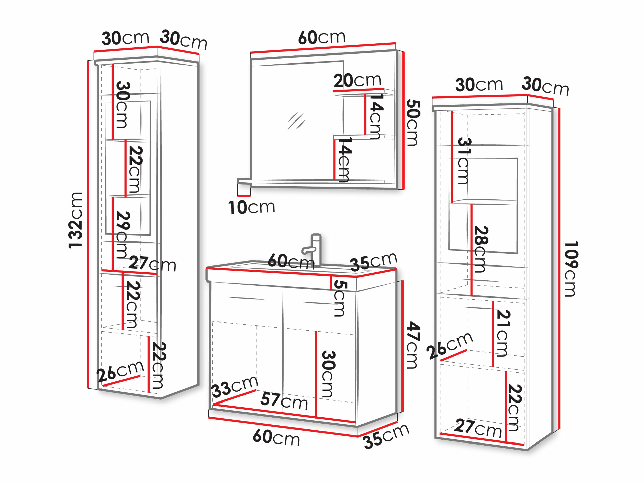 Kylpyhuonesetti Scientia IV (Matera-harmaa)