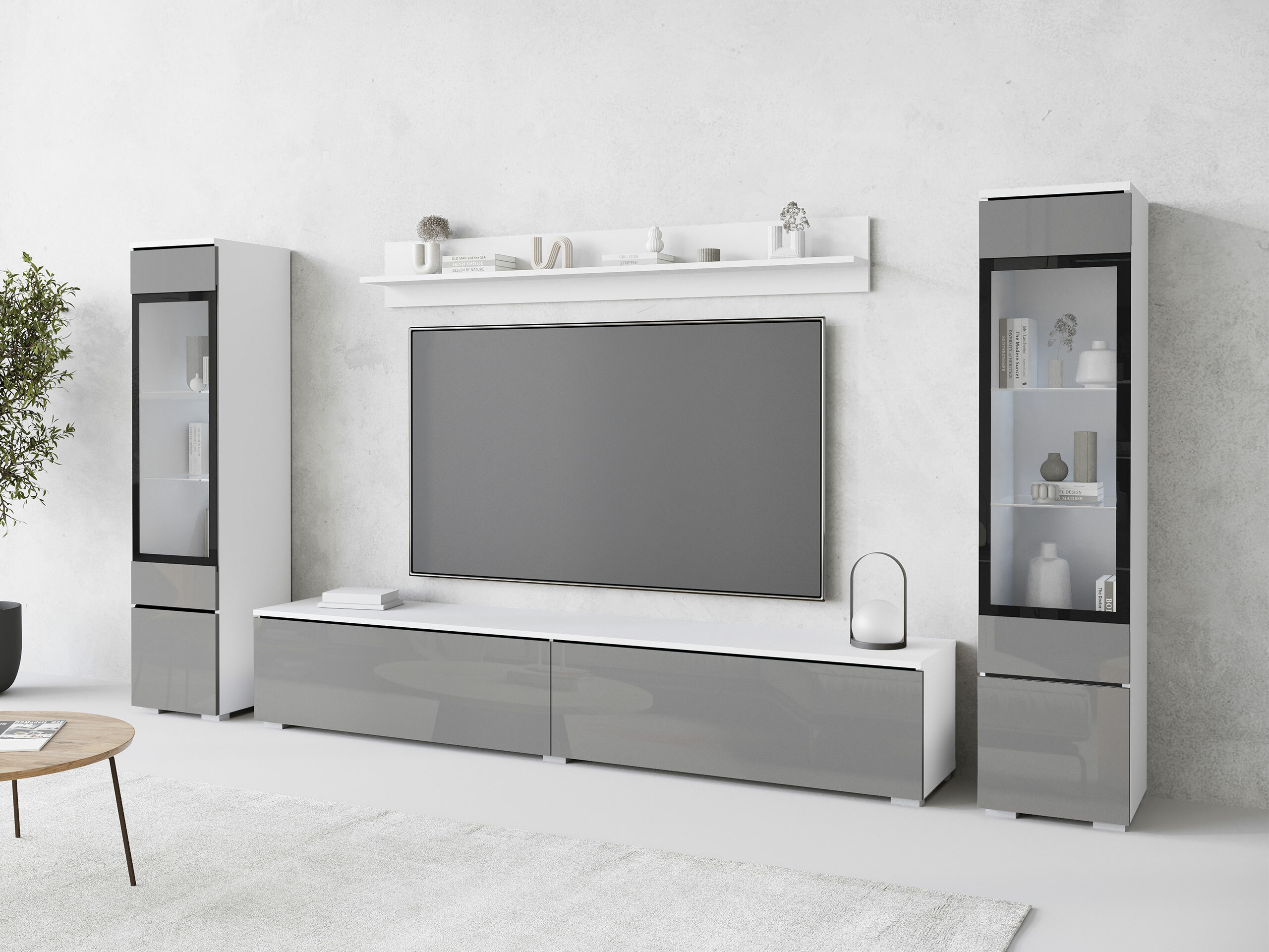 Olohuonesetti Sarasota 126 (Kiiltävä harmaa)