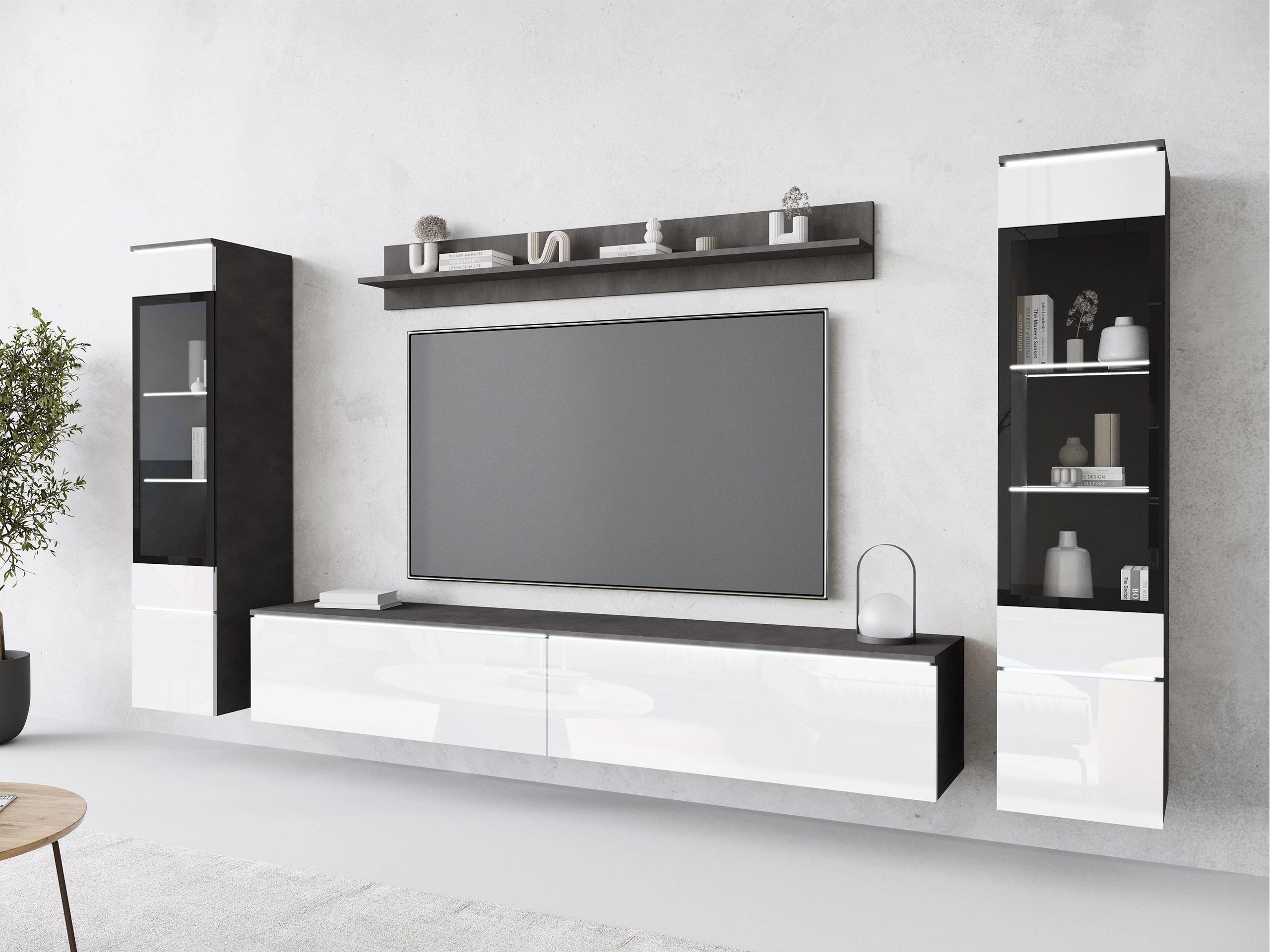 Olohuonesetti Sarasota 126 (Matera-harmaa + Kiiltävä valkoinen)