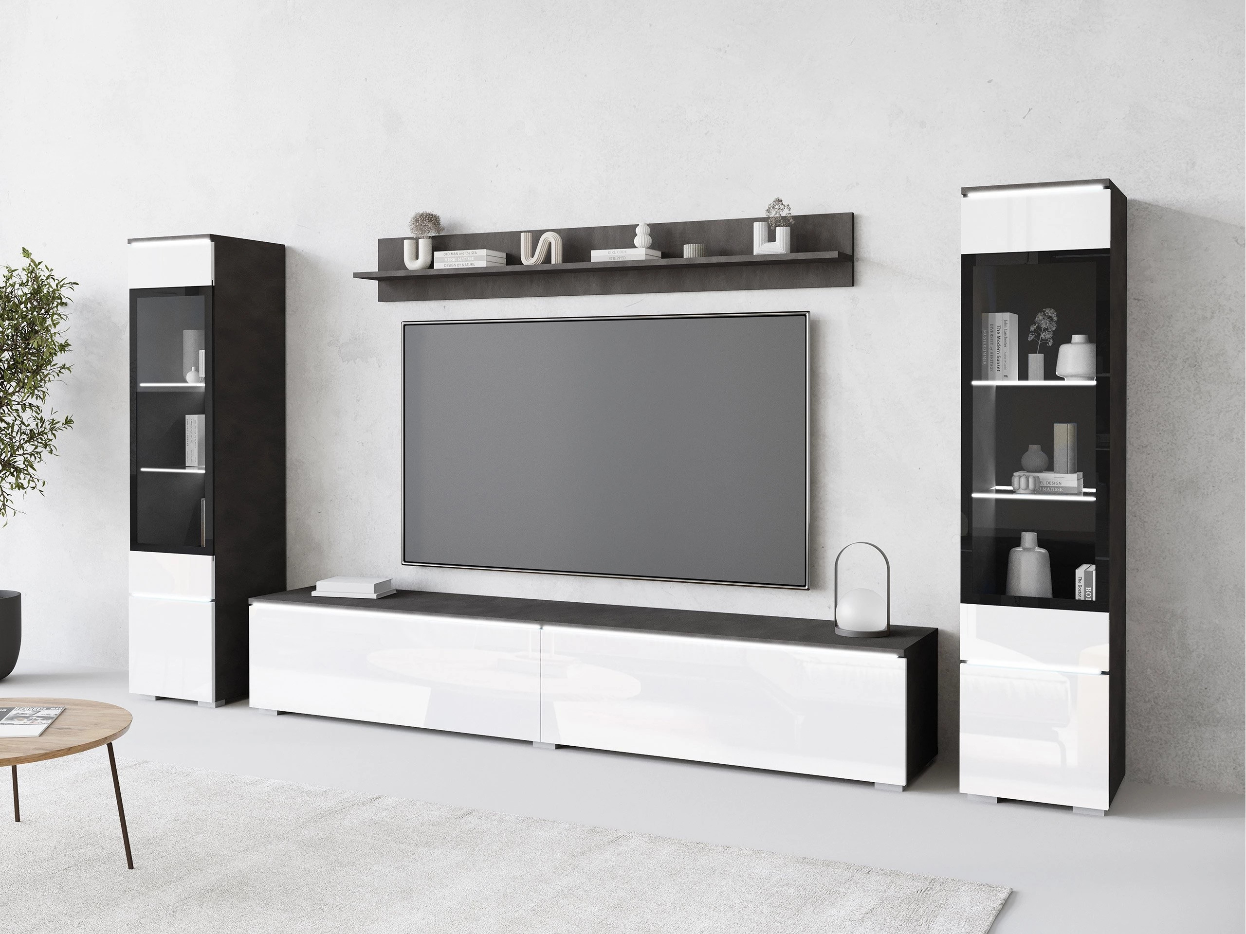 Olohuonesetti Sarasota 126 (Matera-harmaa + Kiiltävä valkoinen)