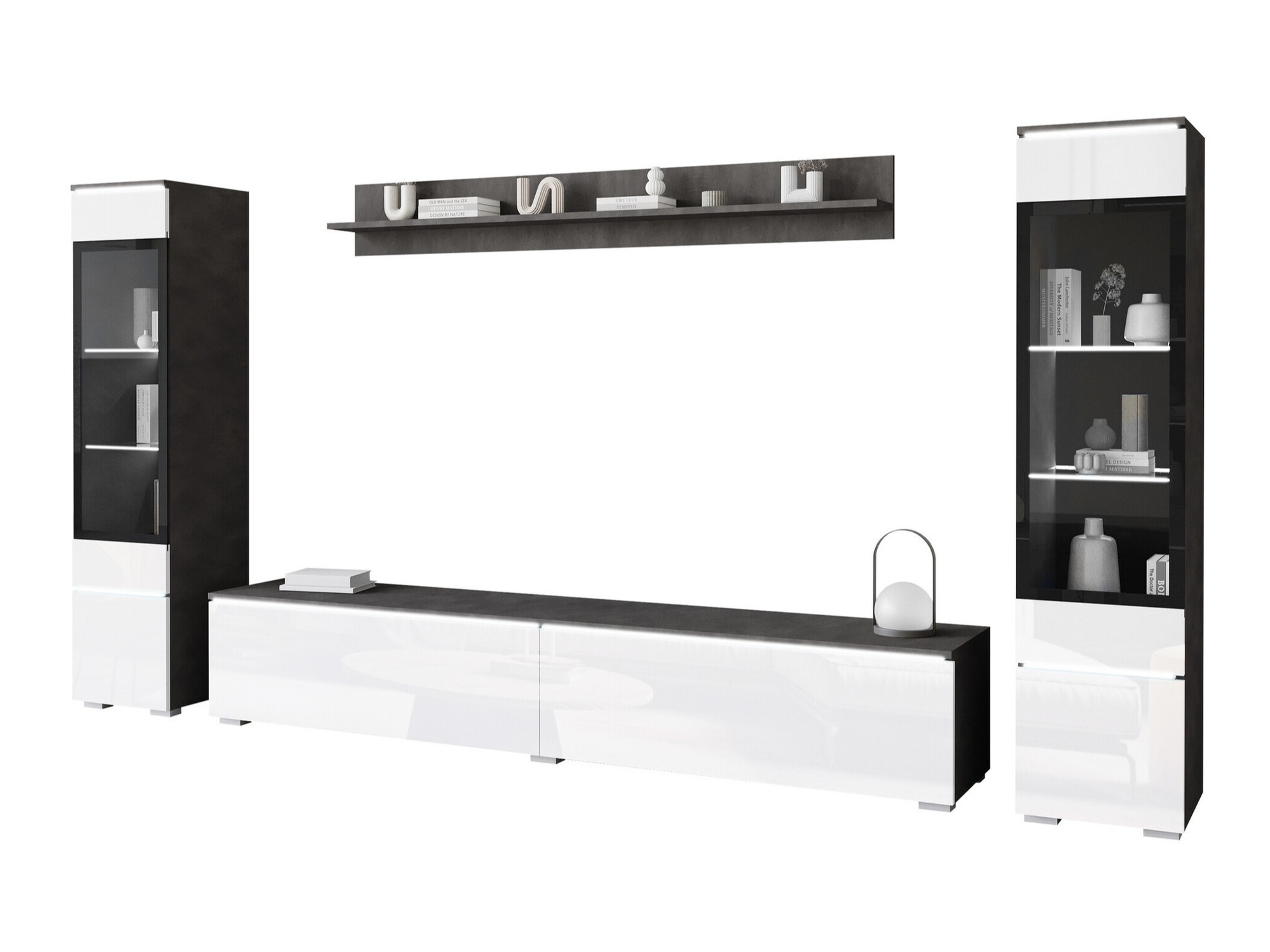 Olohuonesetti Sarasota 126 (Matera-harmaa + Kiiltävä valkoinen)