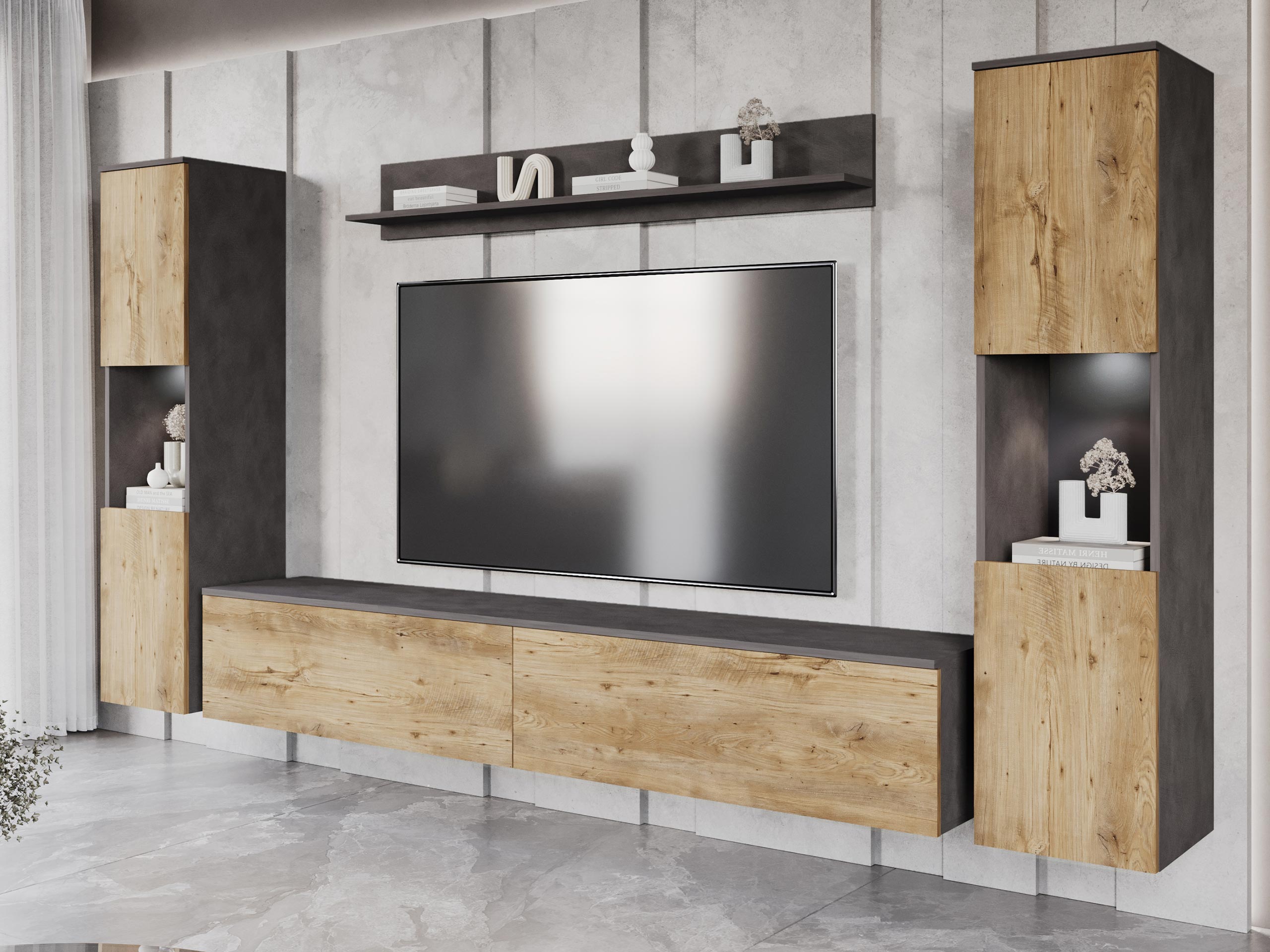 Olohuonesetti Sarasota 131 (Matera-harmaa + Kastanja)