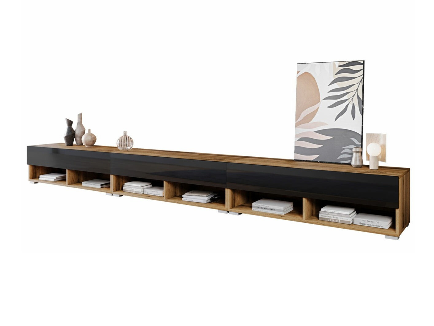 TV-taso Sarasota 144 (Wotan tammi + Kiiltävä musta)