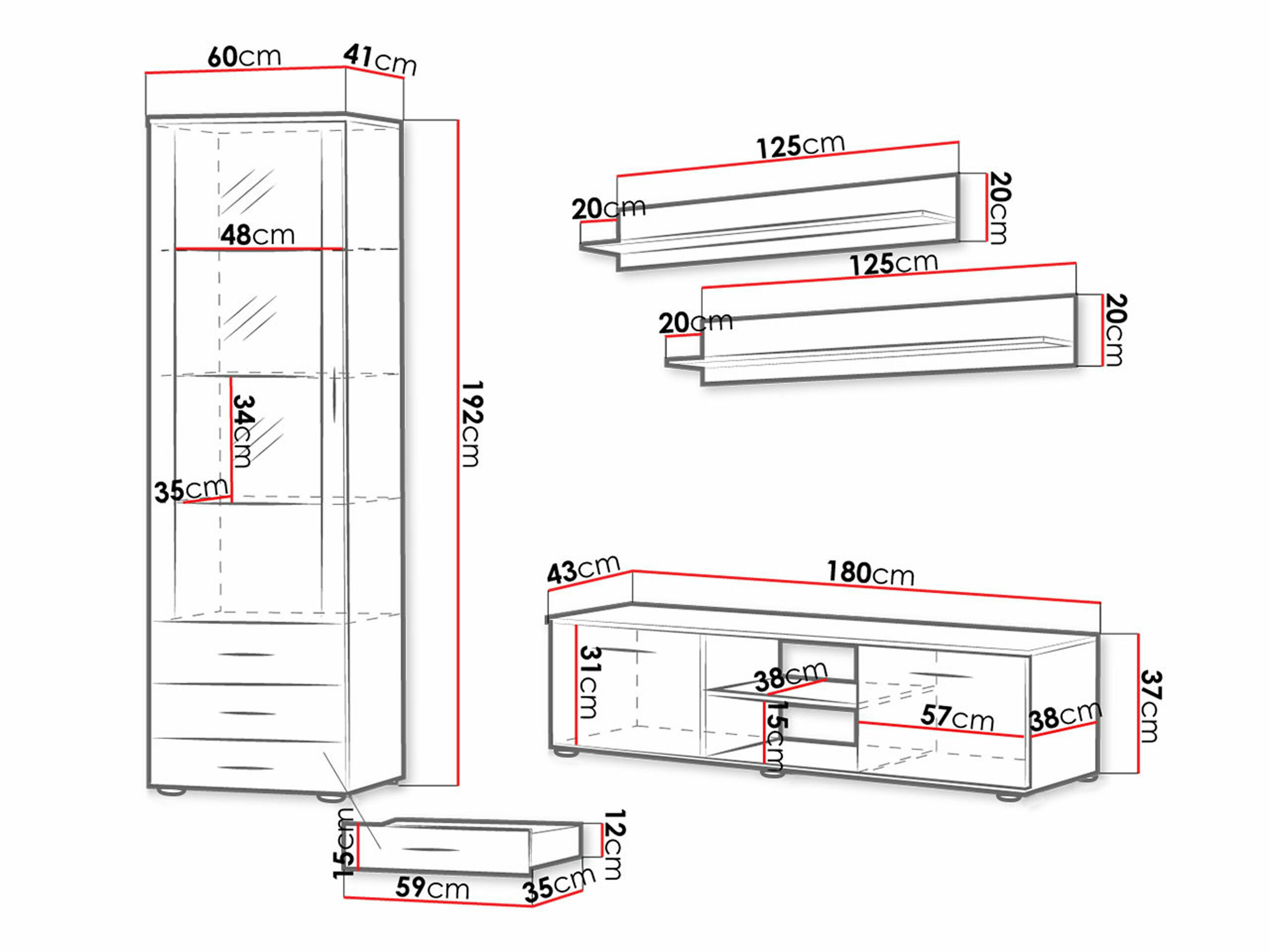 Olohuonesetti Tornola 107 (Valkoinen + Kiiltävä valkoinen)