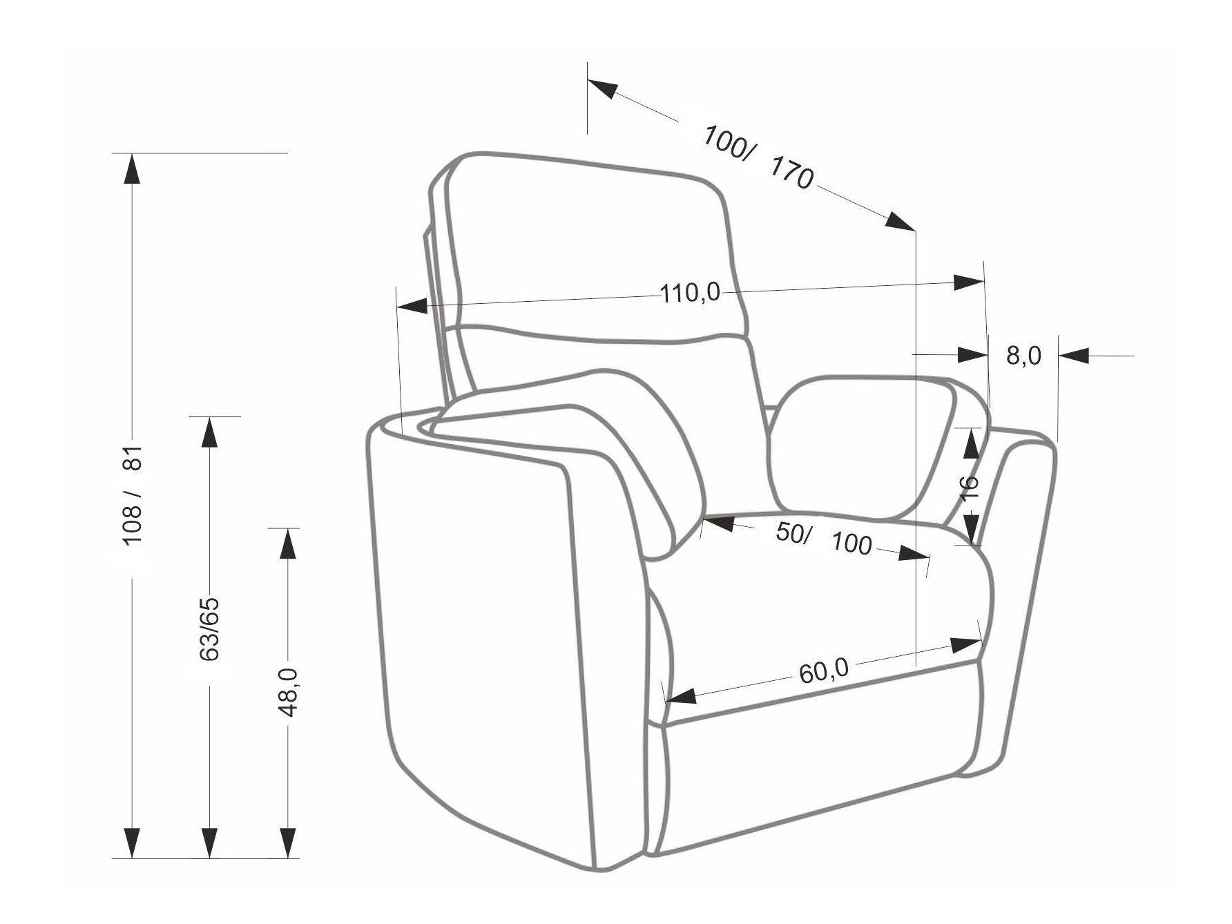 Kallistuva nojatuoli Houston 2079 (Keltainen)