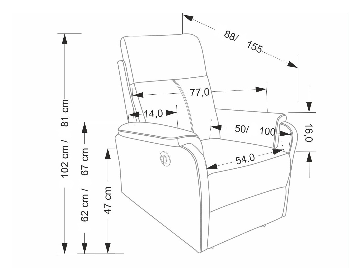Kallistuva nojatuoli Houston 2081 (Harmaa)
