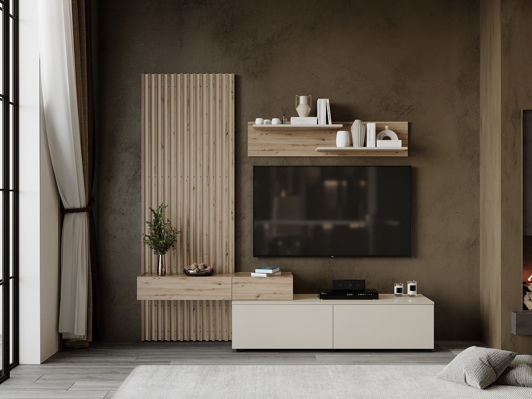 Olohuonesetti Houston 2086 (Artisaanitammi + Kashmir)