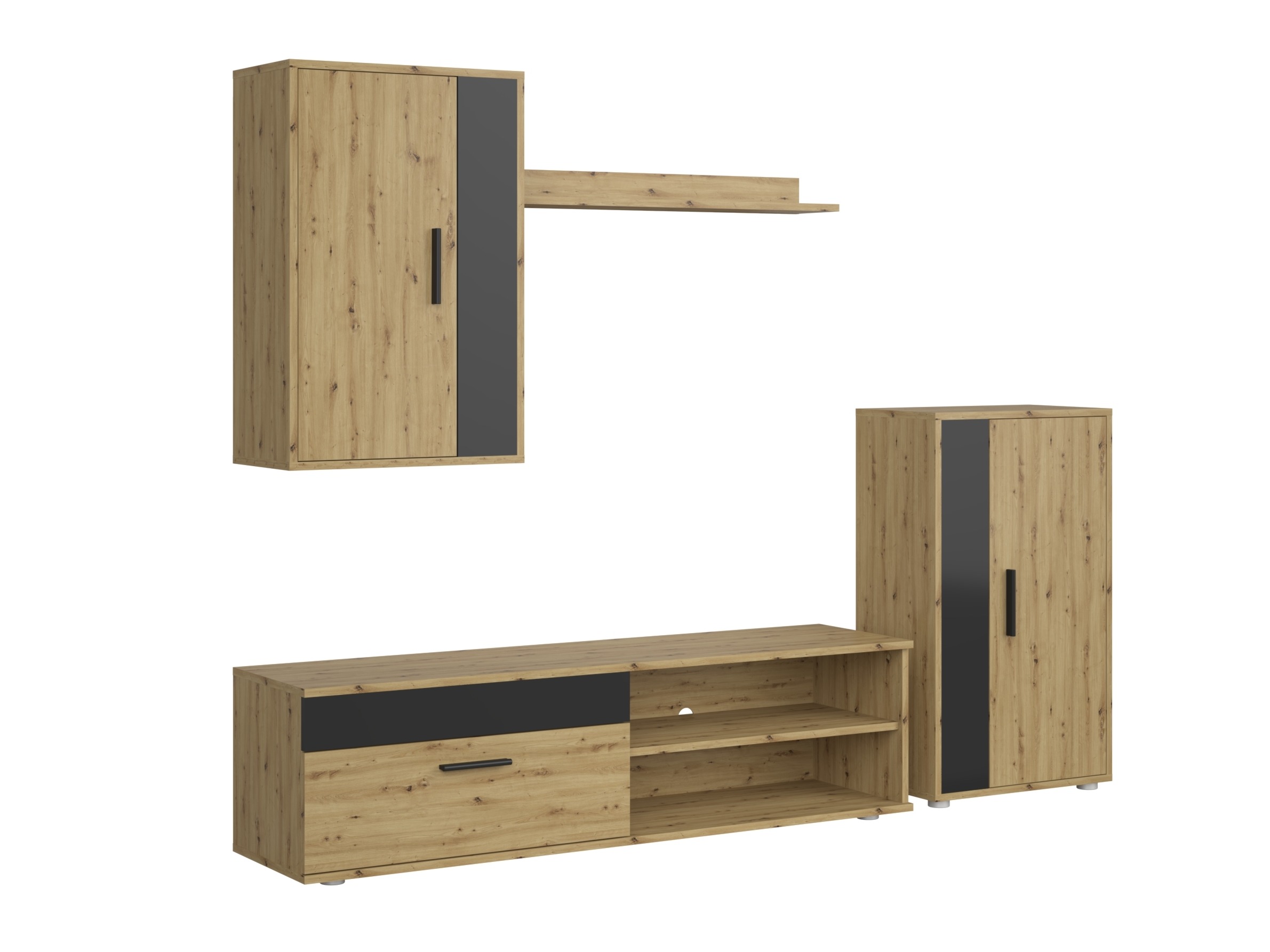 Olohuonesetti Houston 2087 (Musta + Artisaanitammi)