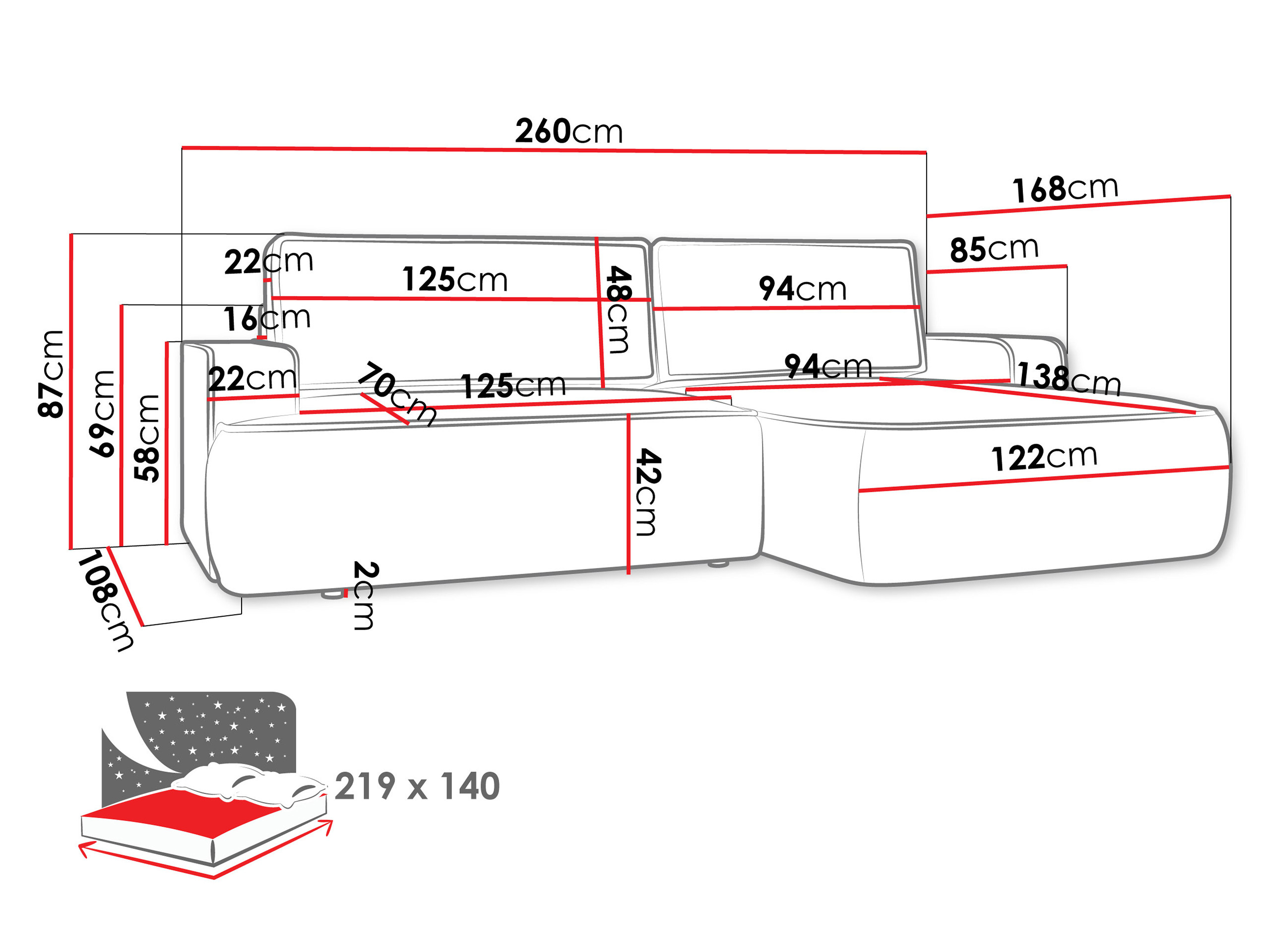 Kulmasohva Bountiful 102 (Velo 633)