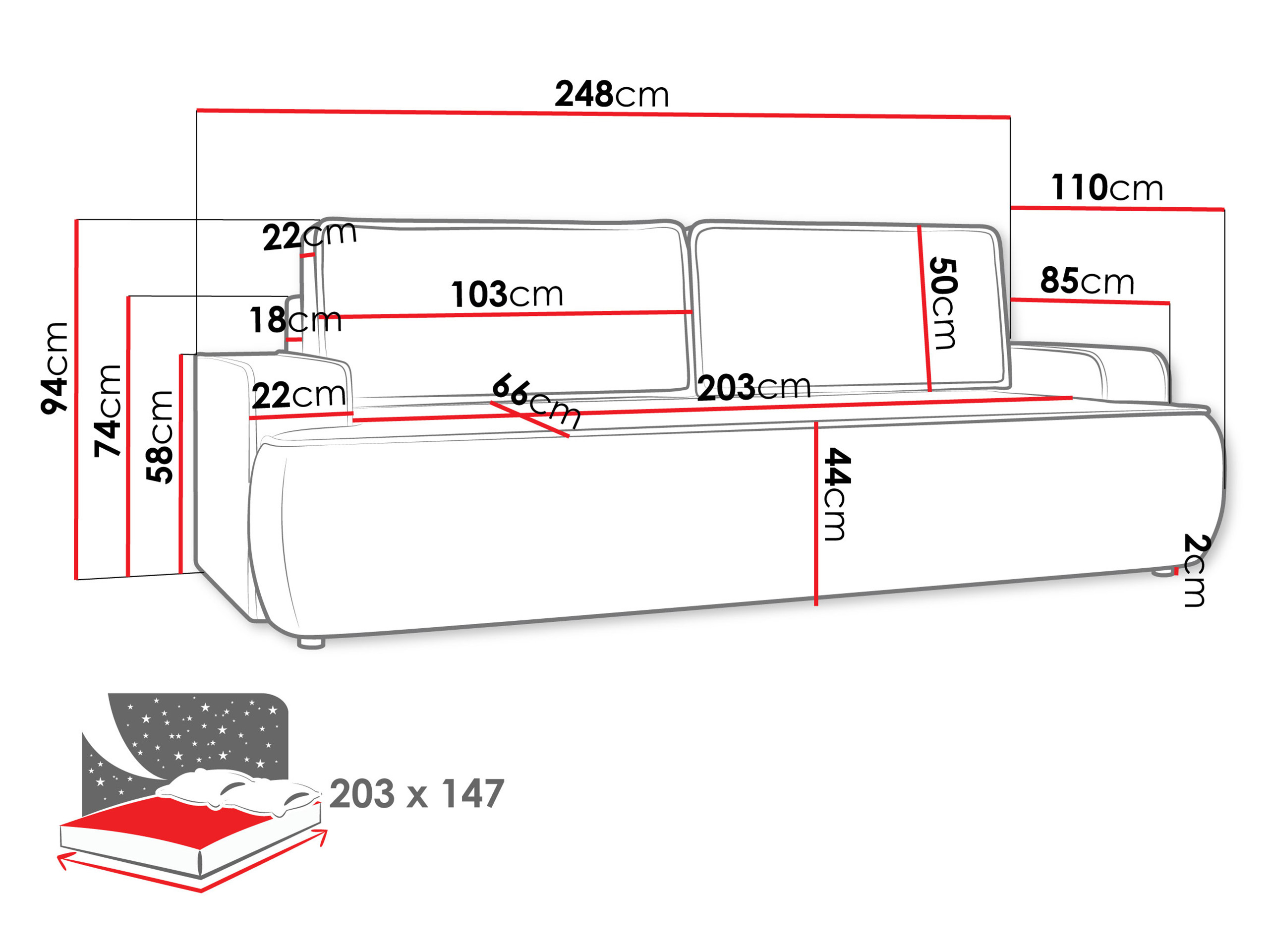 Vuodesohva Bountiful 103 (Velo 635)