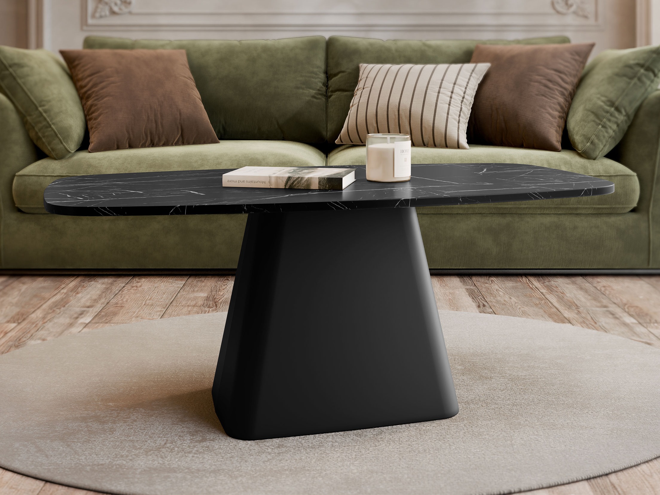 Sohvapöytä Oswego 158 (Musta marmori)