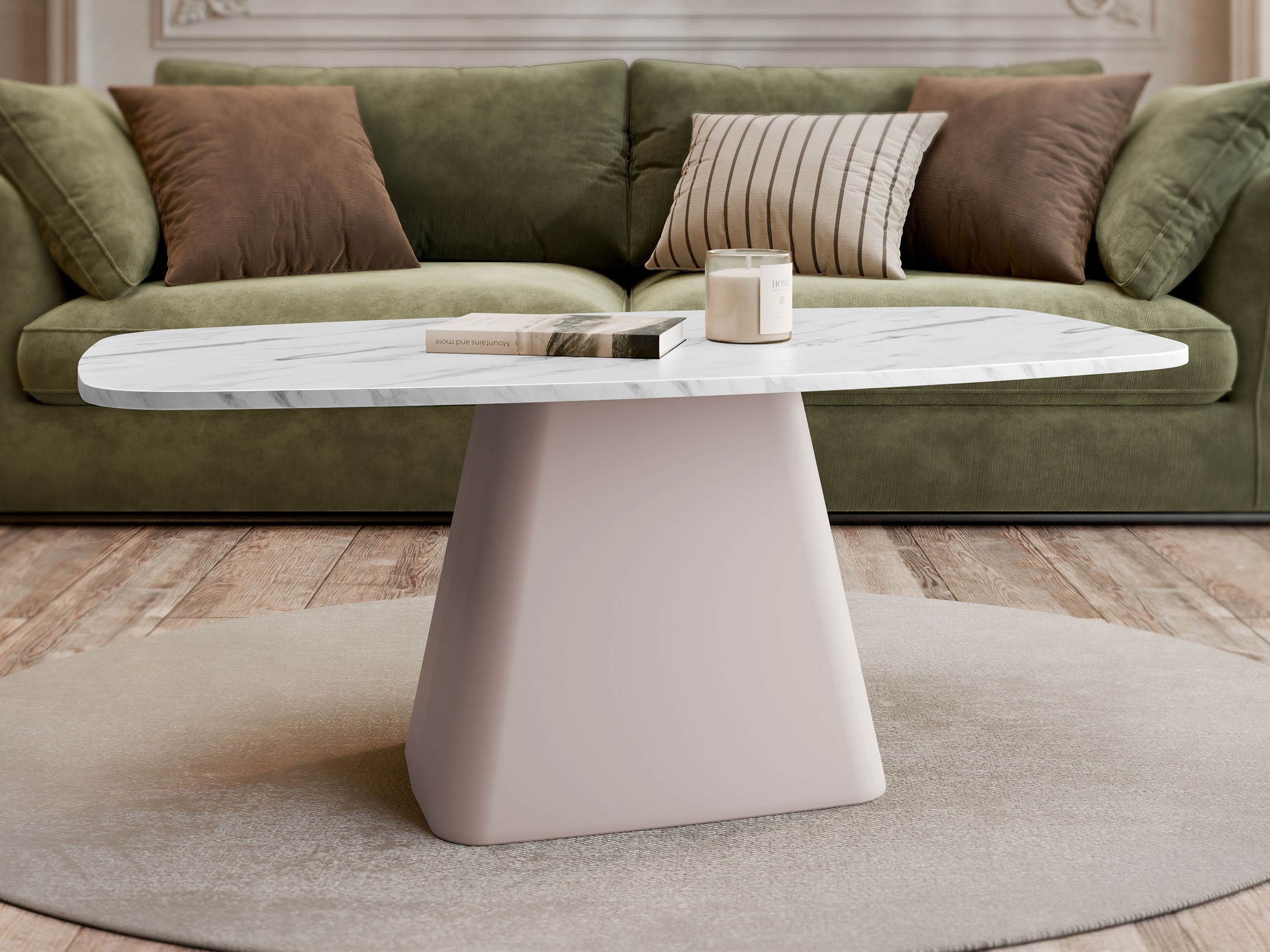 Sohvapöytä Oswego 158 (Valkoinen marmori + Kashmir)