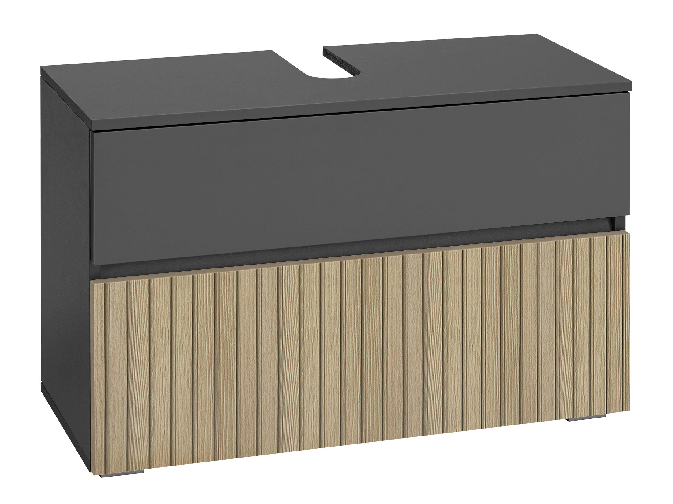 Pystymallinen kylpyhuoneen allaskaappi Soncamu 109 (Antrasiitti + Vaalea tammi)