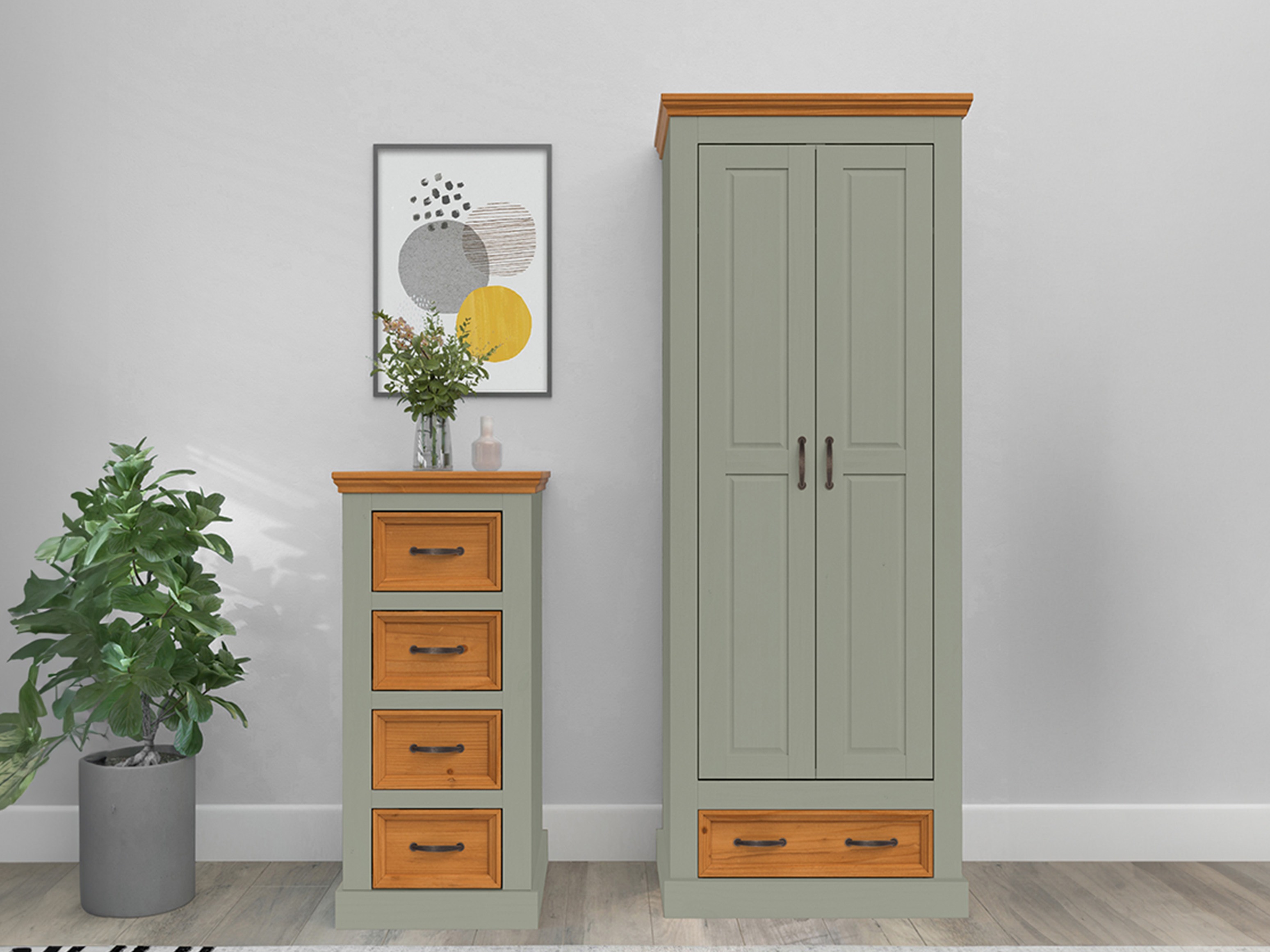 Vaatekaappi Tolelio 124 (Vihreä + Mänty)