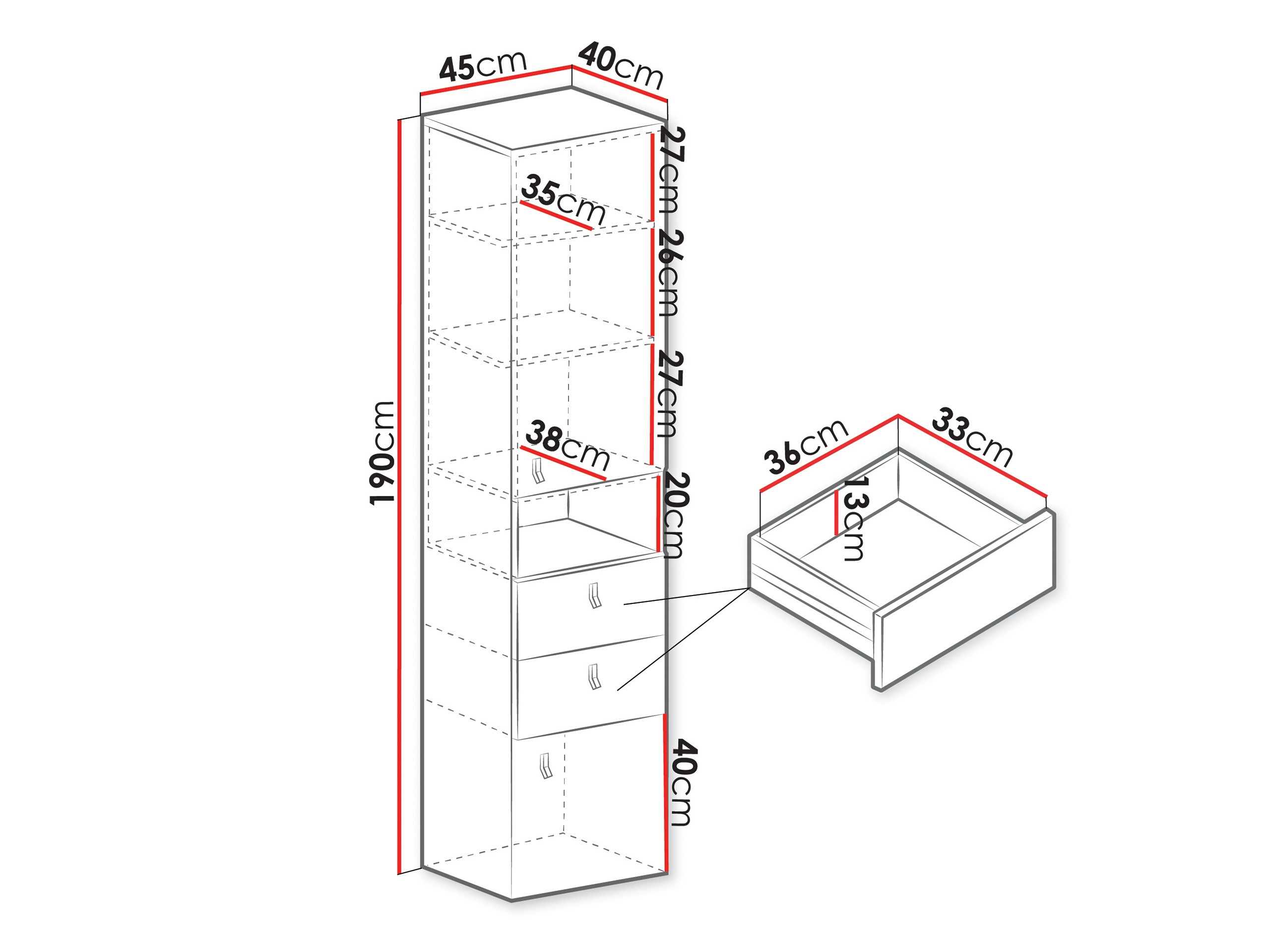 Hylly Camteso 102 (Valkoinen + Tammi + Turkoosi)