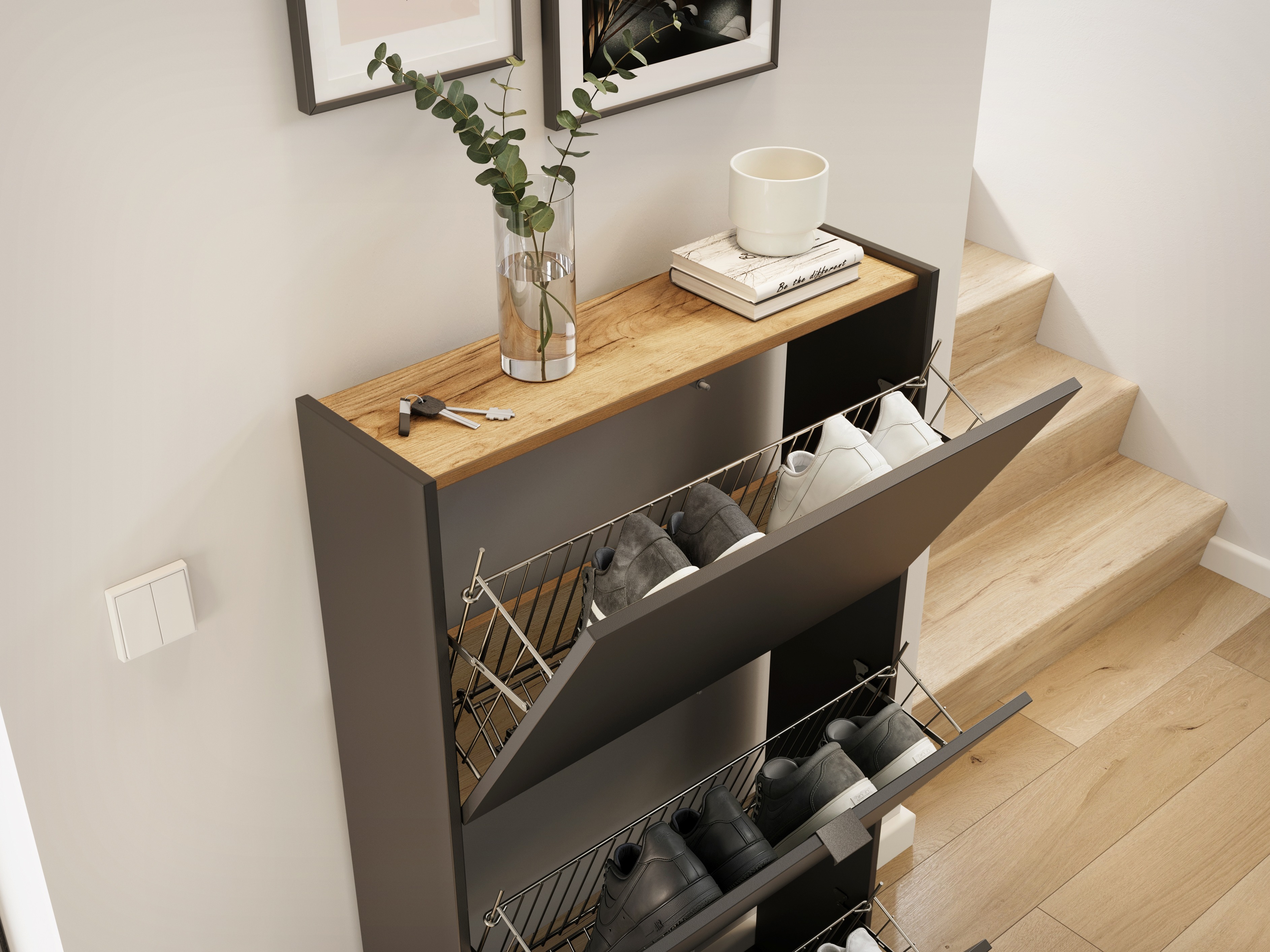 Kenkäkaappi Cirsale 113 (Navarra tammi + Grafiitti)