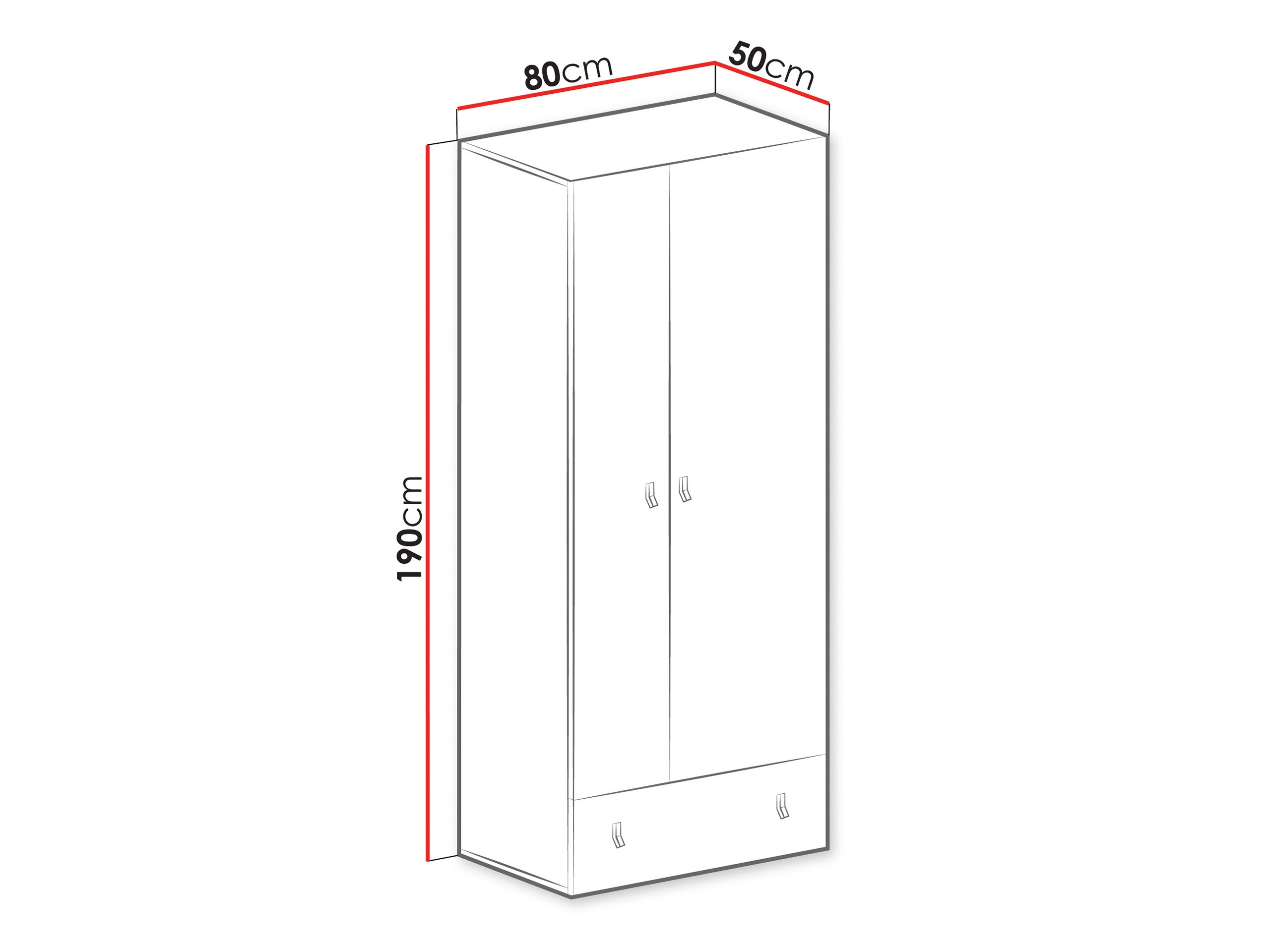 Vaatekaappi Camteso 101 (Valkoinen + Tammi + Turkoosi)