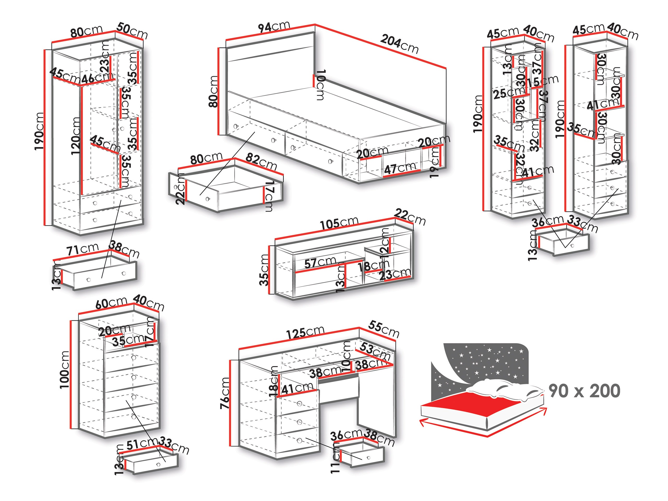 Huonekalusetti Tesmonu 118