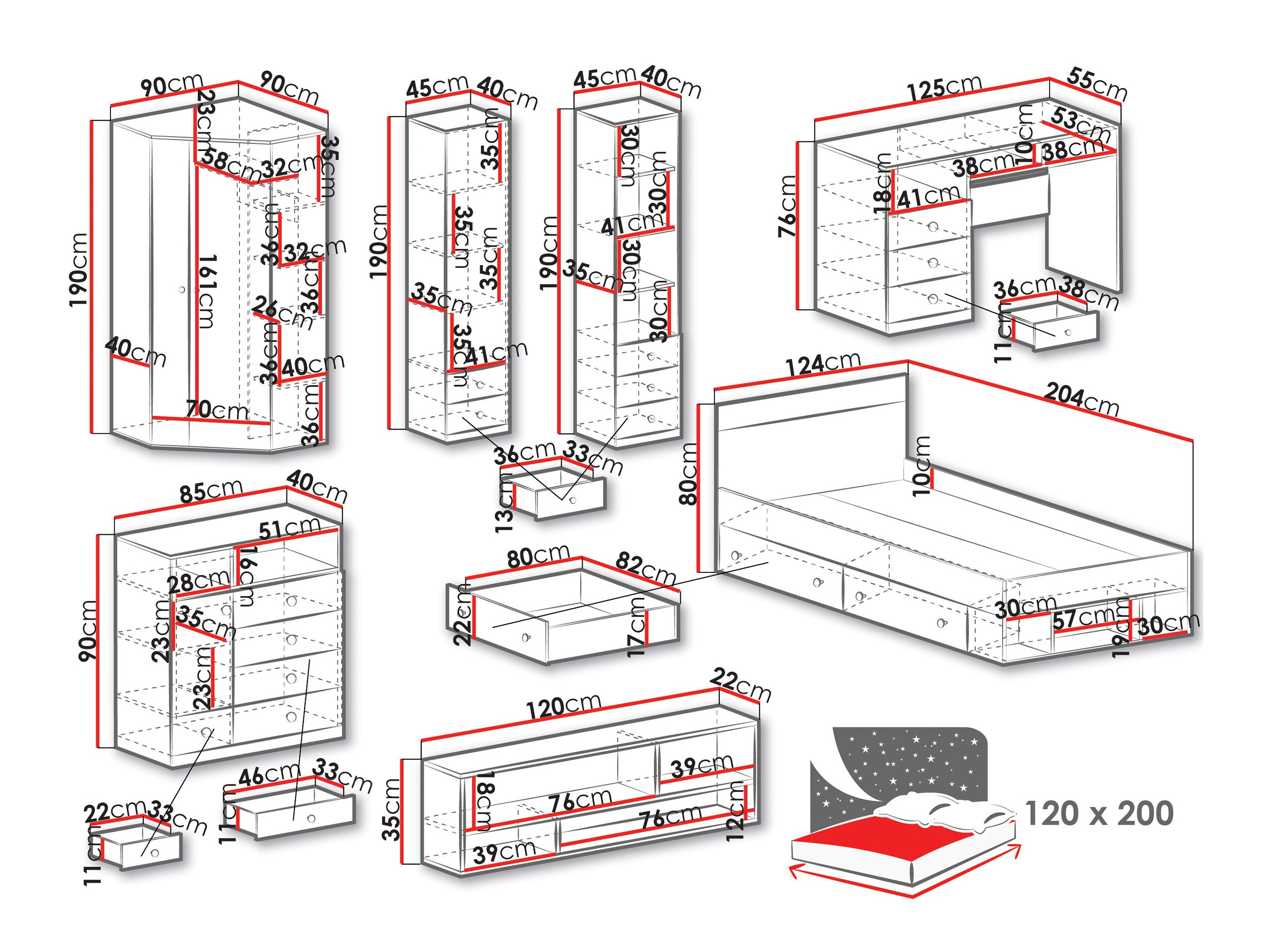 Huonekalusetti Tesmonu 119