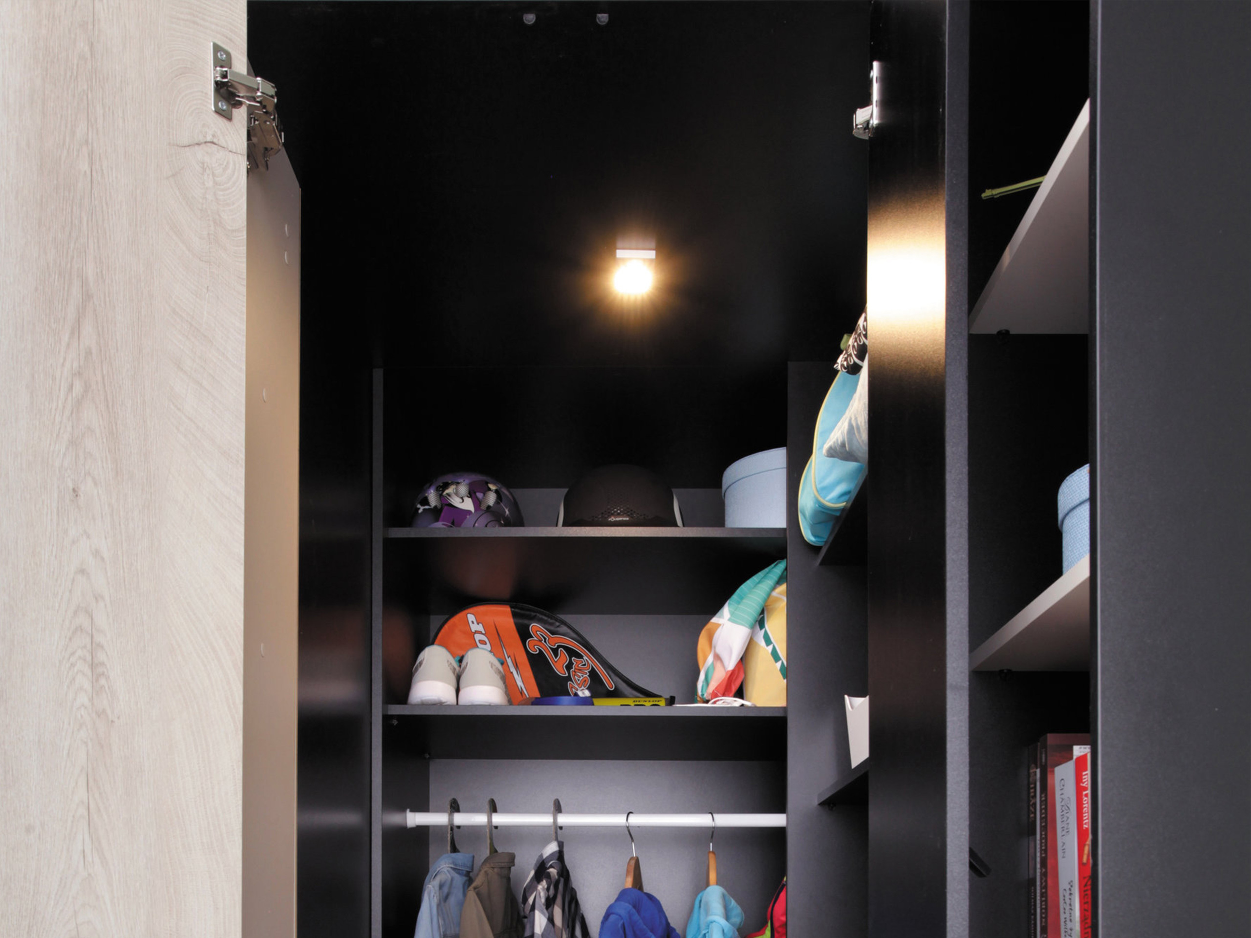 Kulmavaatekaappi Camteso 113 (Valkoinen + Tammi + Turkoosi)