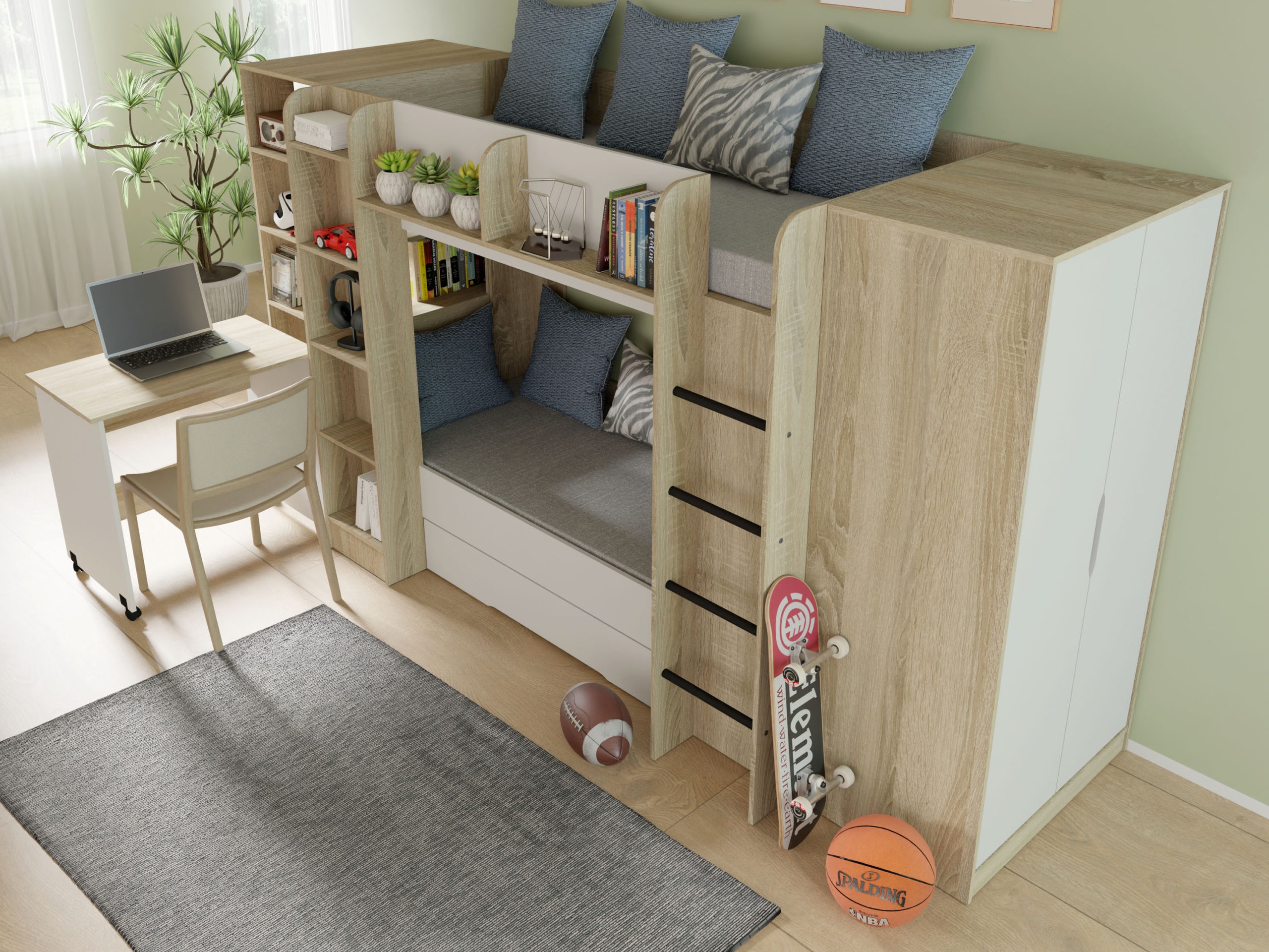 Kerrossänky Elitenu 102 (Sonoma-tammi + Valkoinen)