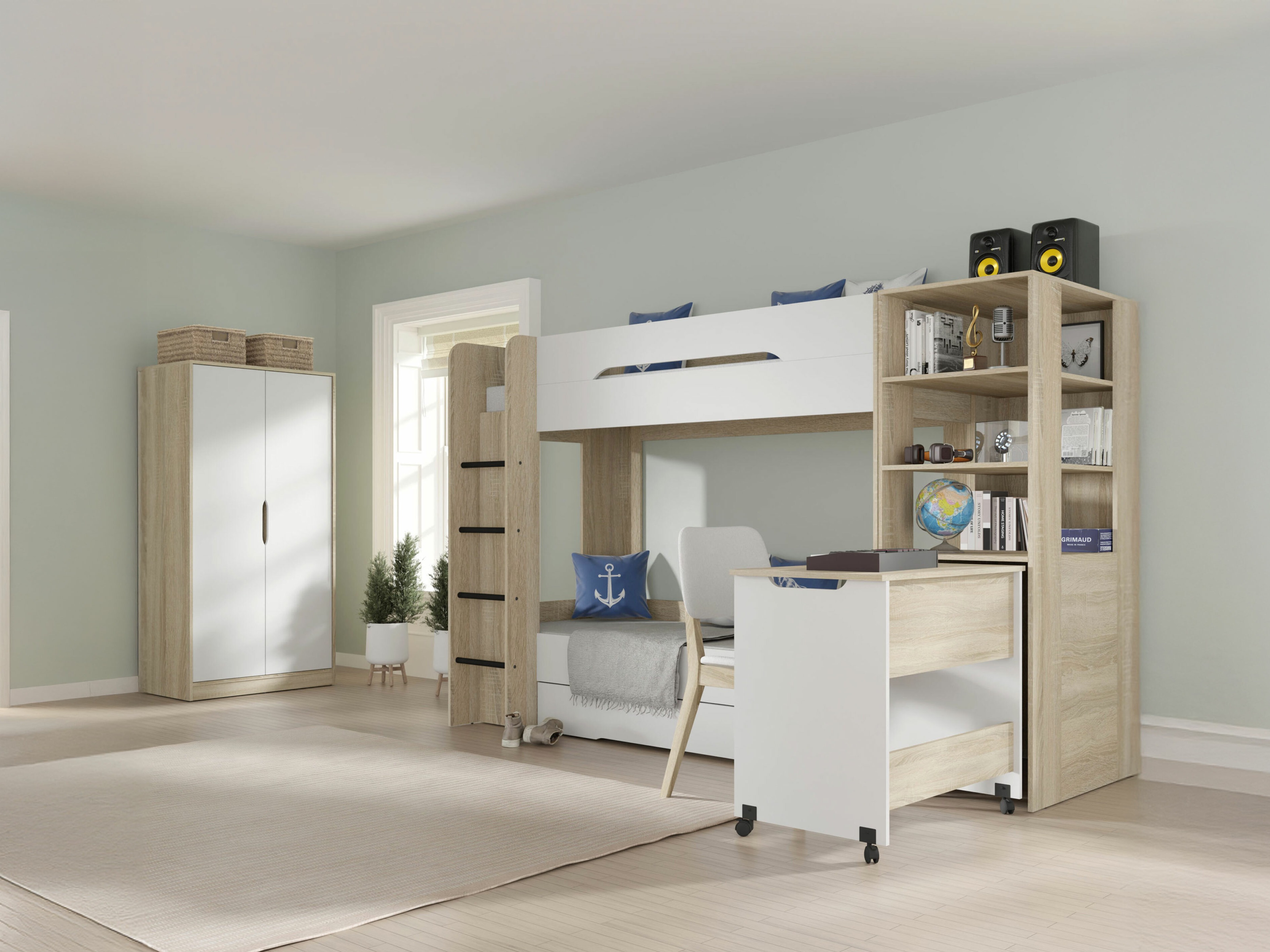 Kerrossänky Elitenu 103 (Sonoma-tammi+ Valkoinen)