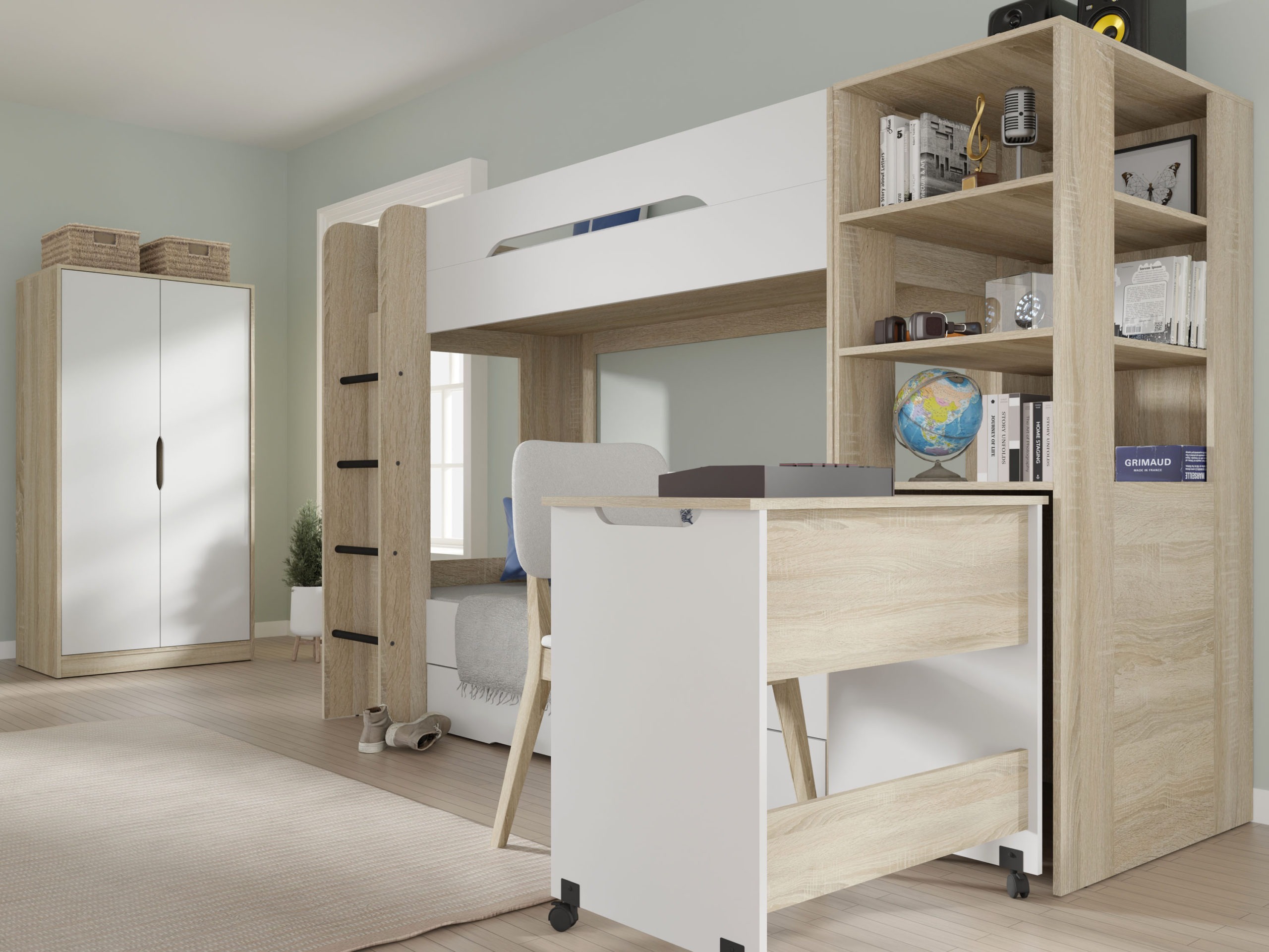 Kerrossänky Elitenu 103 (Sonoma-tammi+ Valkoinen)