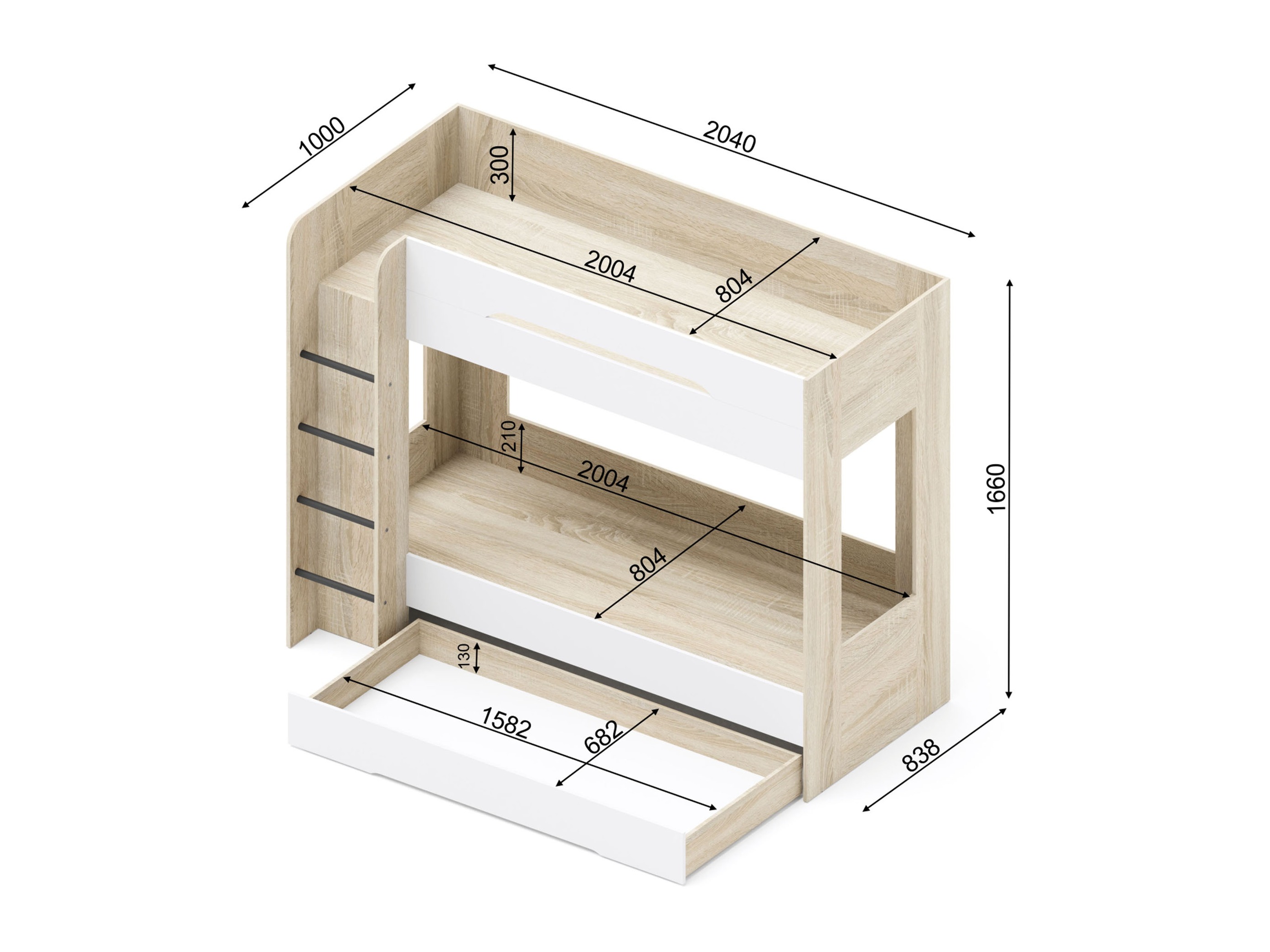 Kerrossänky Elitenu 103 (Sonoma-tammi+ Valkoinen)