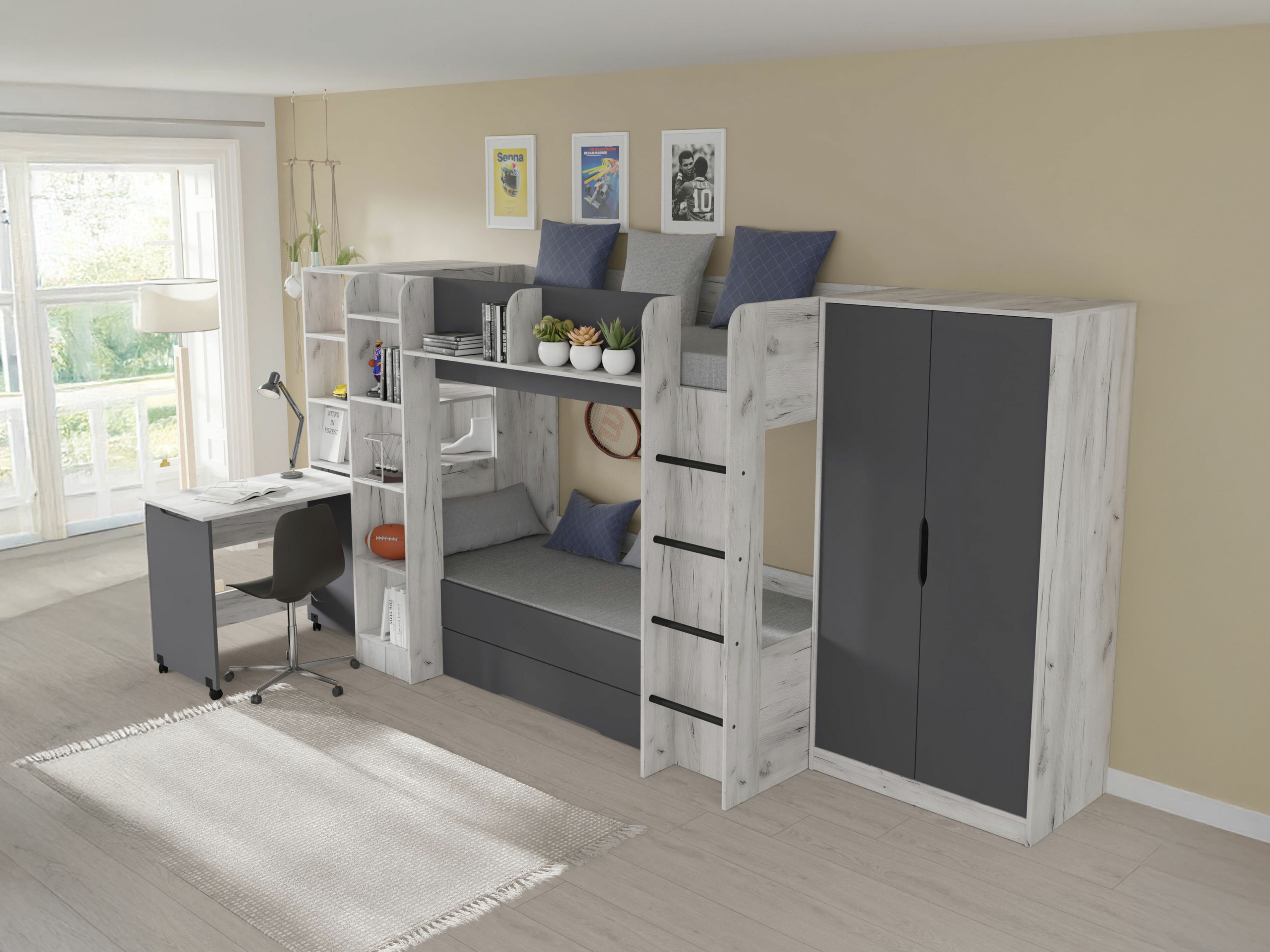 Lastenhuonesetti Elitenu 104 (Craft-valkoinen + Grafiitti)