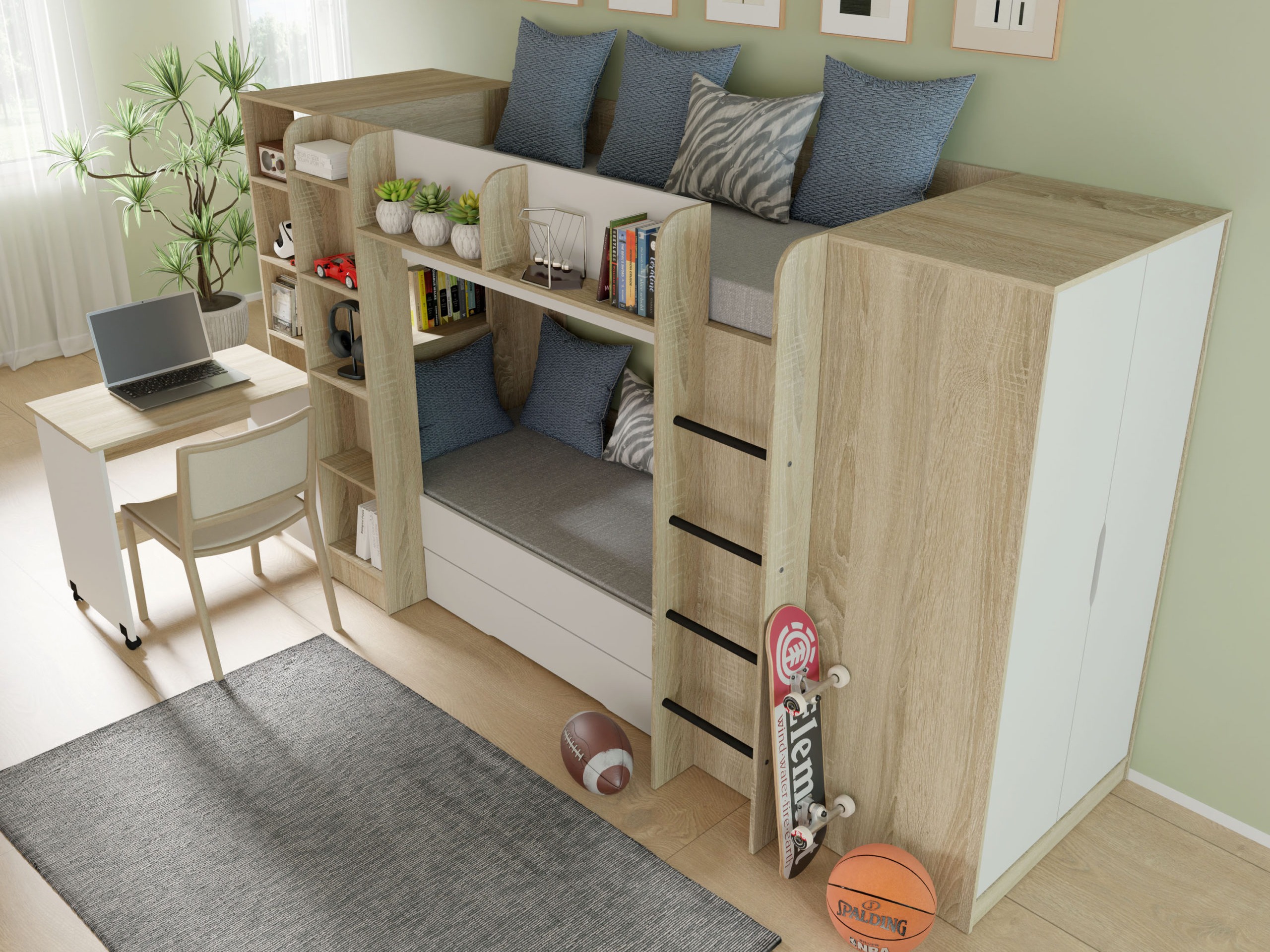 Työpöytä Elitenu 100 (Sonoma-tammi + Valkoinen)