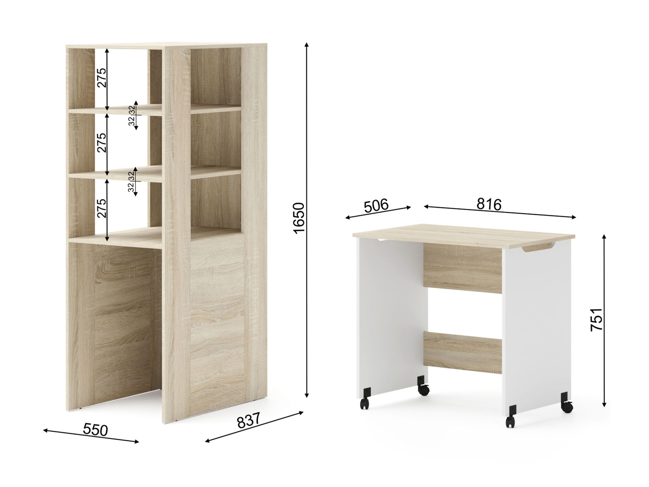 Työpöytä Elitenu 100 (Sonoma-tammi + Valkoinen)