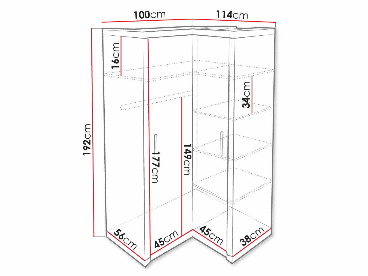 Kulmavaatekaappi Lorelie 119 (Tryffeli tammi)