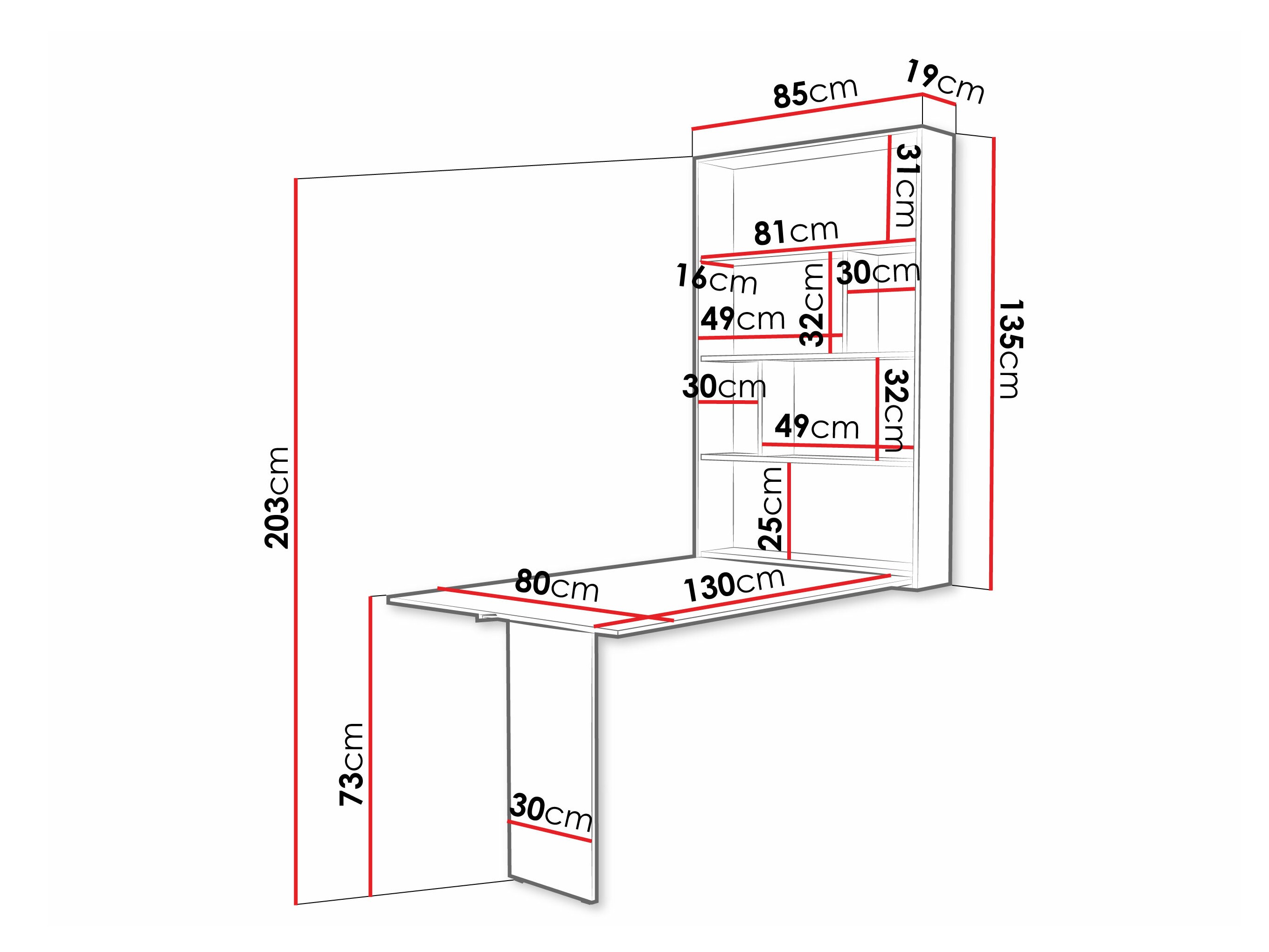 Taitettava pöytä Hartford 428 (Musta + Betoni)
