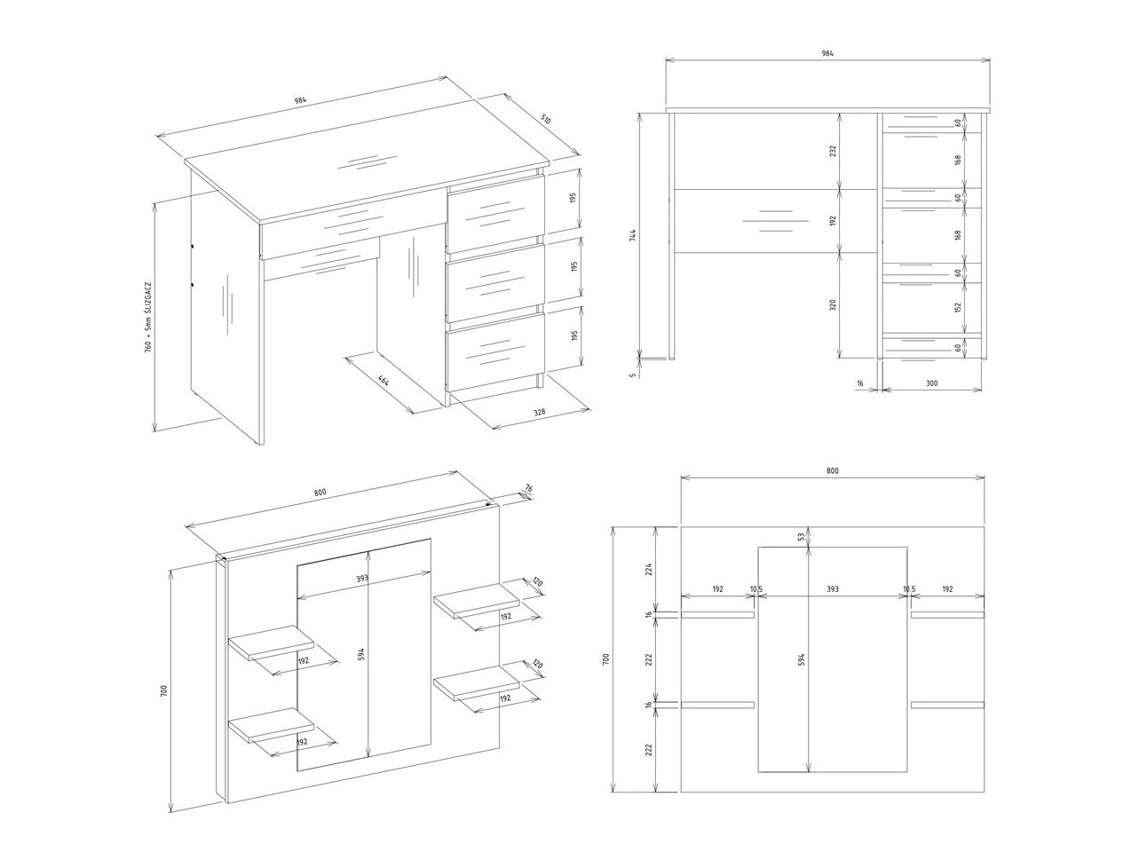 Kampauspöytä Mandeville 351 (Oikea)