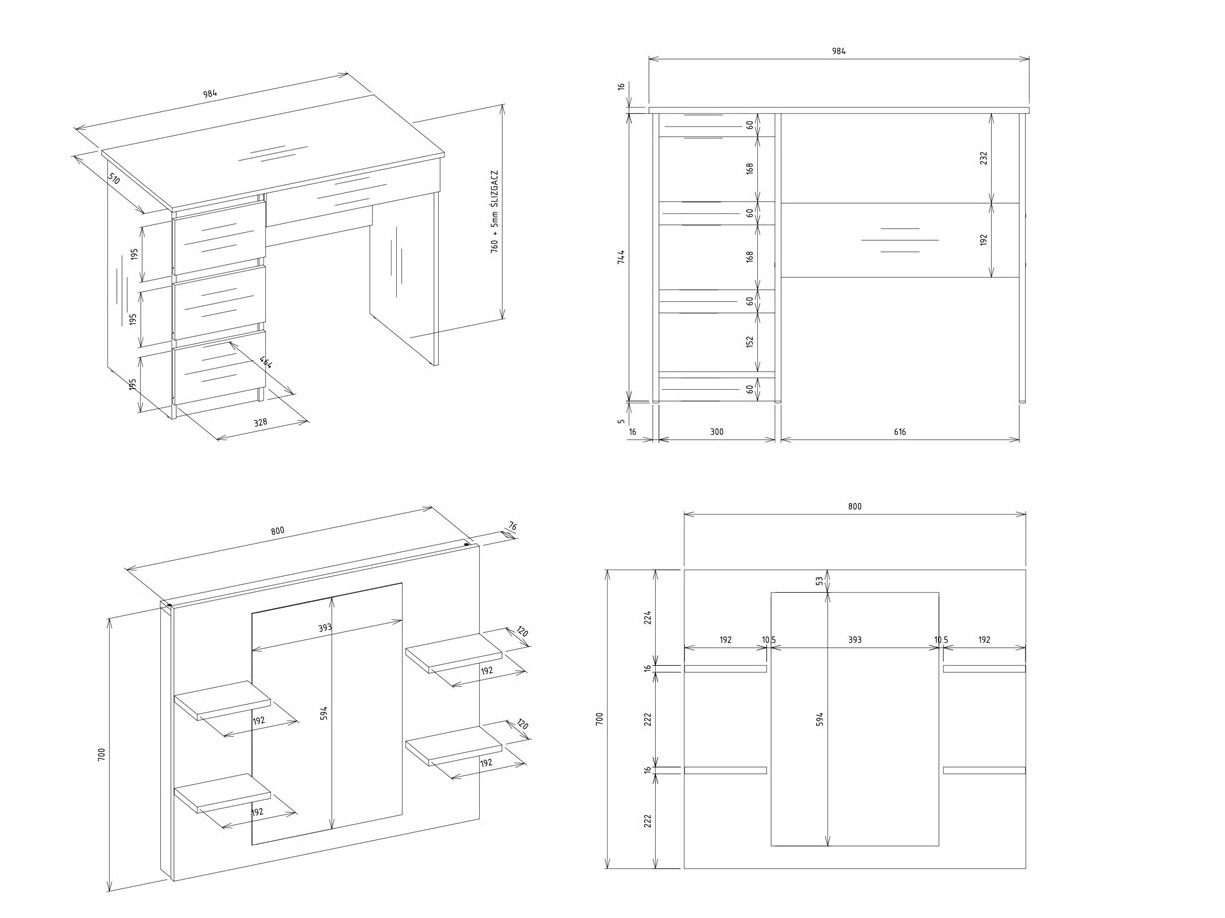 Kampauspöytä Mandeville 351 (Vasen)