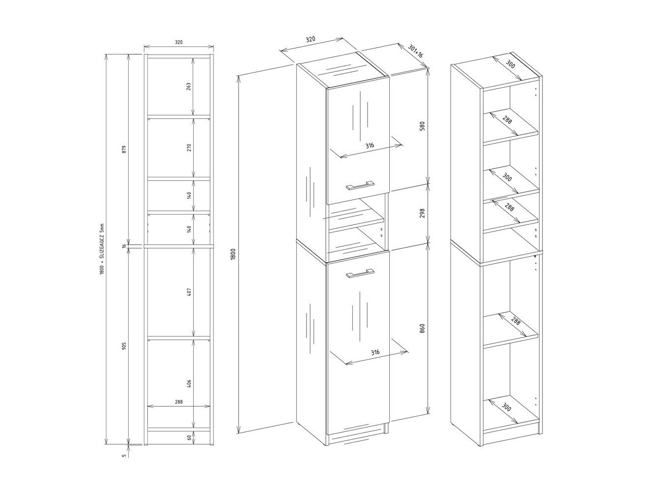 Pystymallinen kylpyhuonekaappi Mandeville 152 (Valkoinen)
