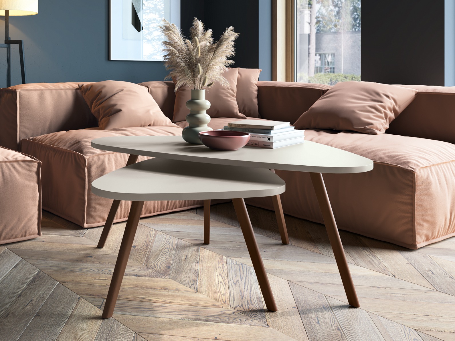 Sohvapöytäsetti Ontario 202 (Valkoinen + Tammi)