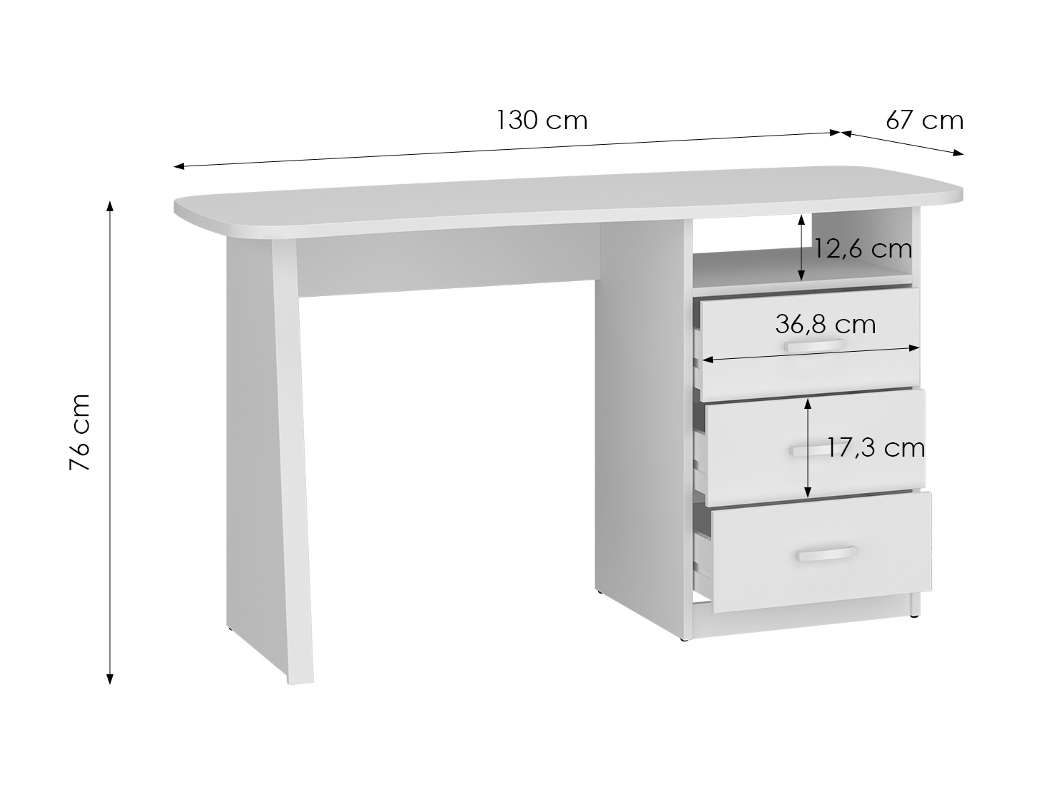 Työpöytä Ontario 204 (Valkoinen)